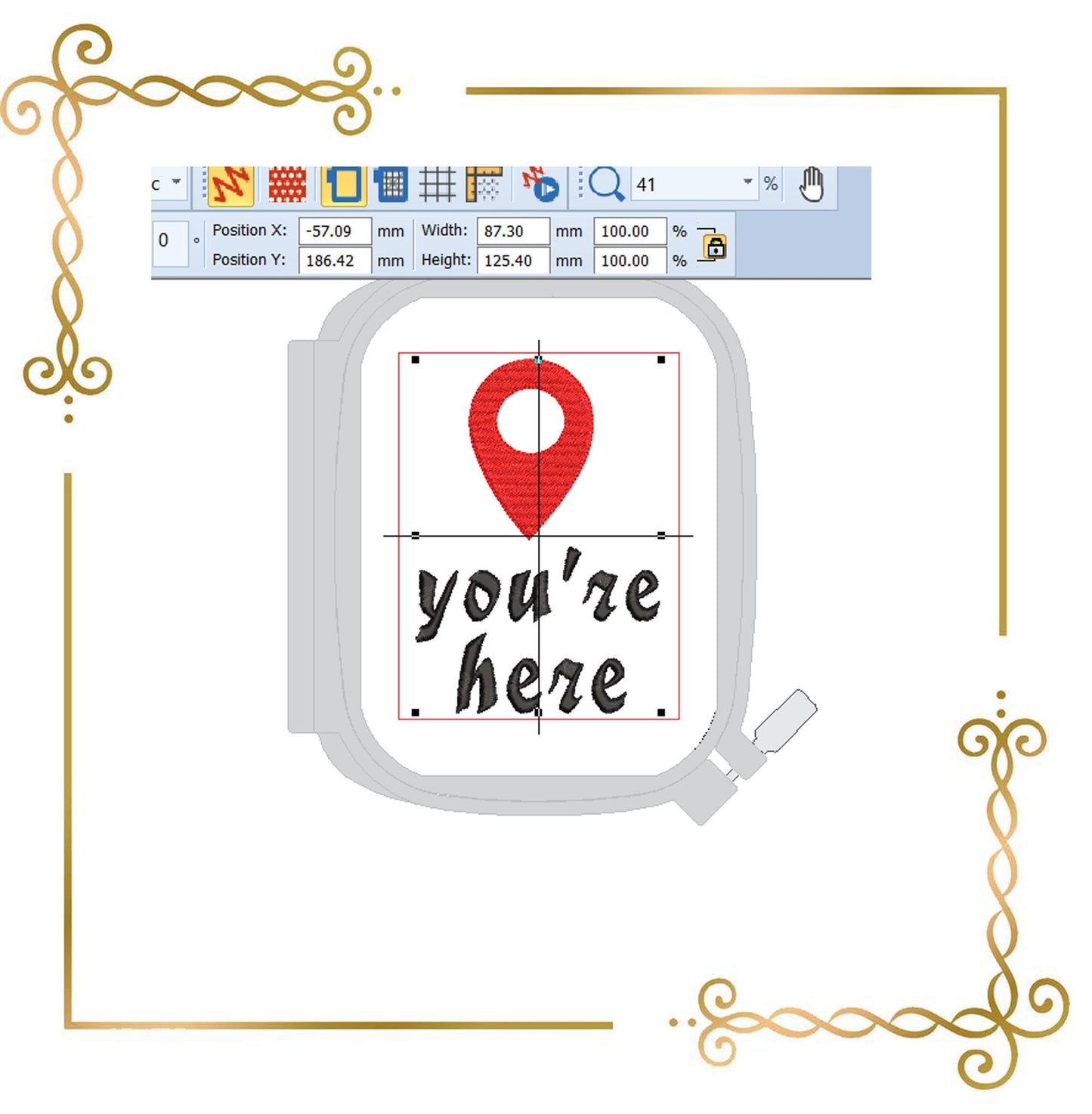Gift design T-shirt lettering you are here embroidery design to the direct download.