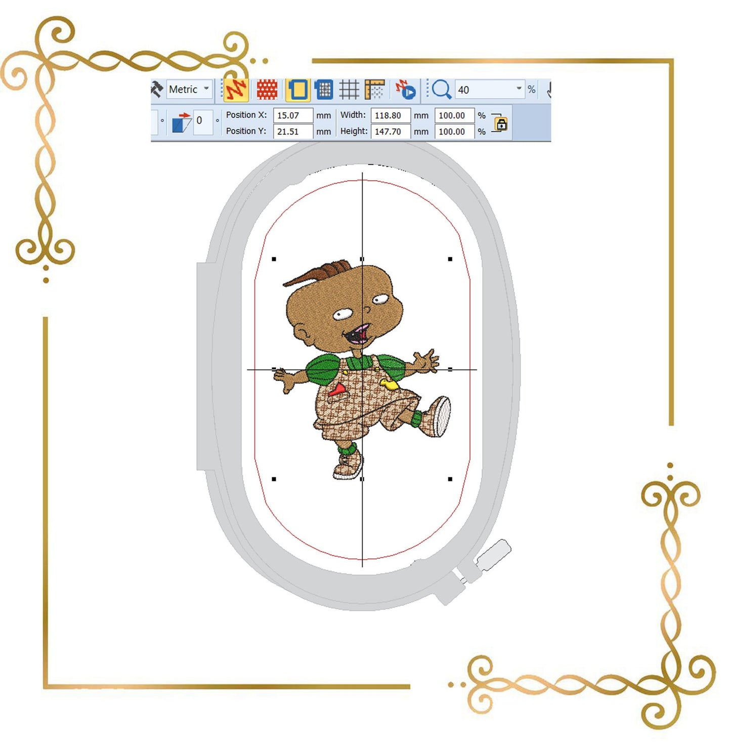 Cartoon-Figuren Zwillinge Lil und Phil Rugrats 2 Größen Restless Kids Stickmuster der direkte Download