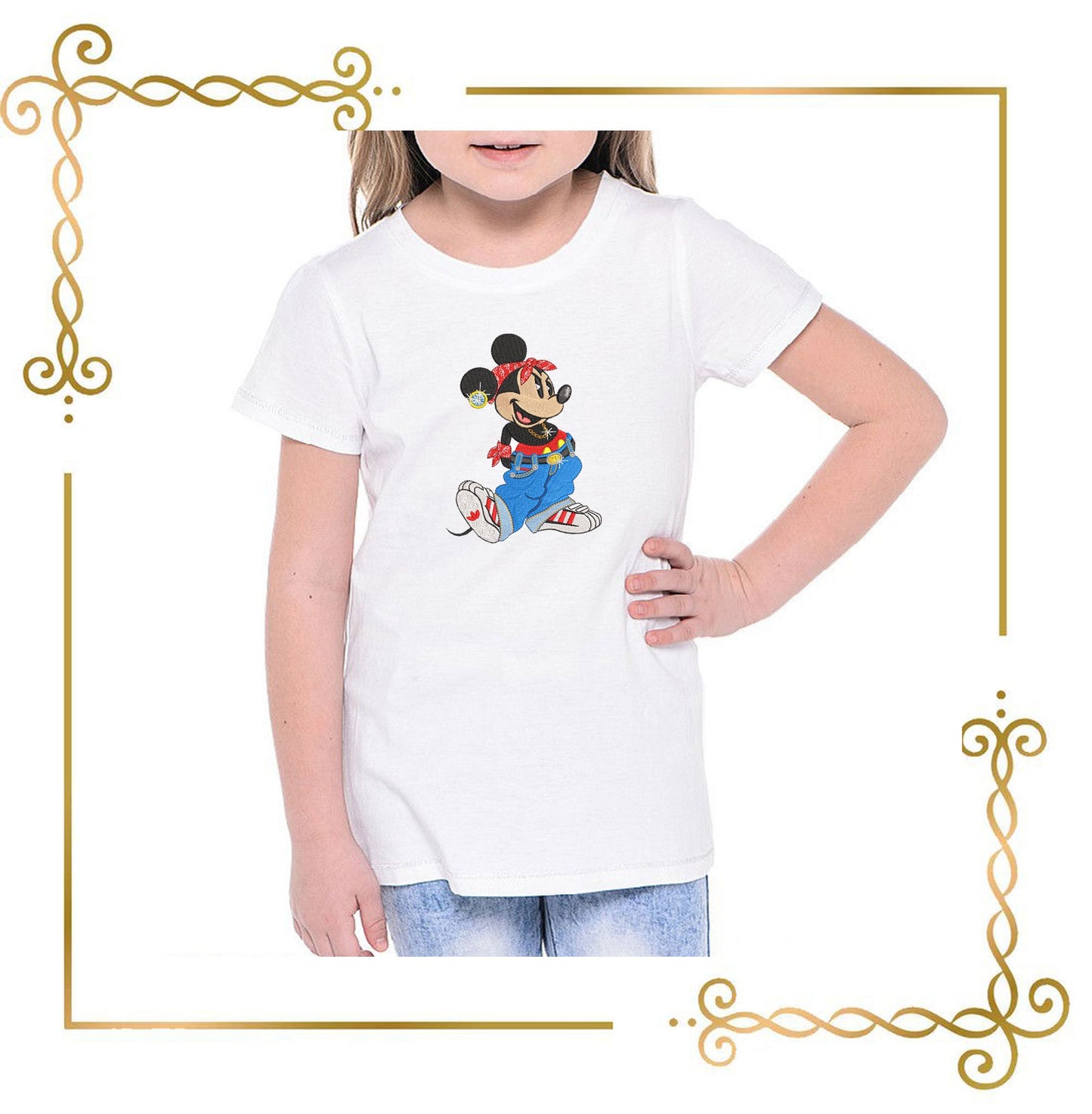 Mouse with an earring in sneakers Mickey Fantasy parody embroidery design to the direct download.