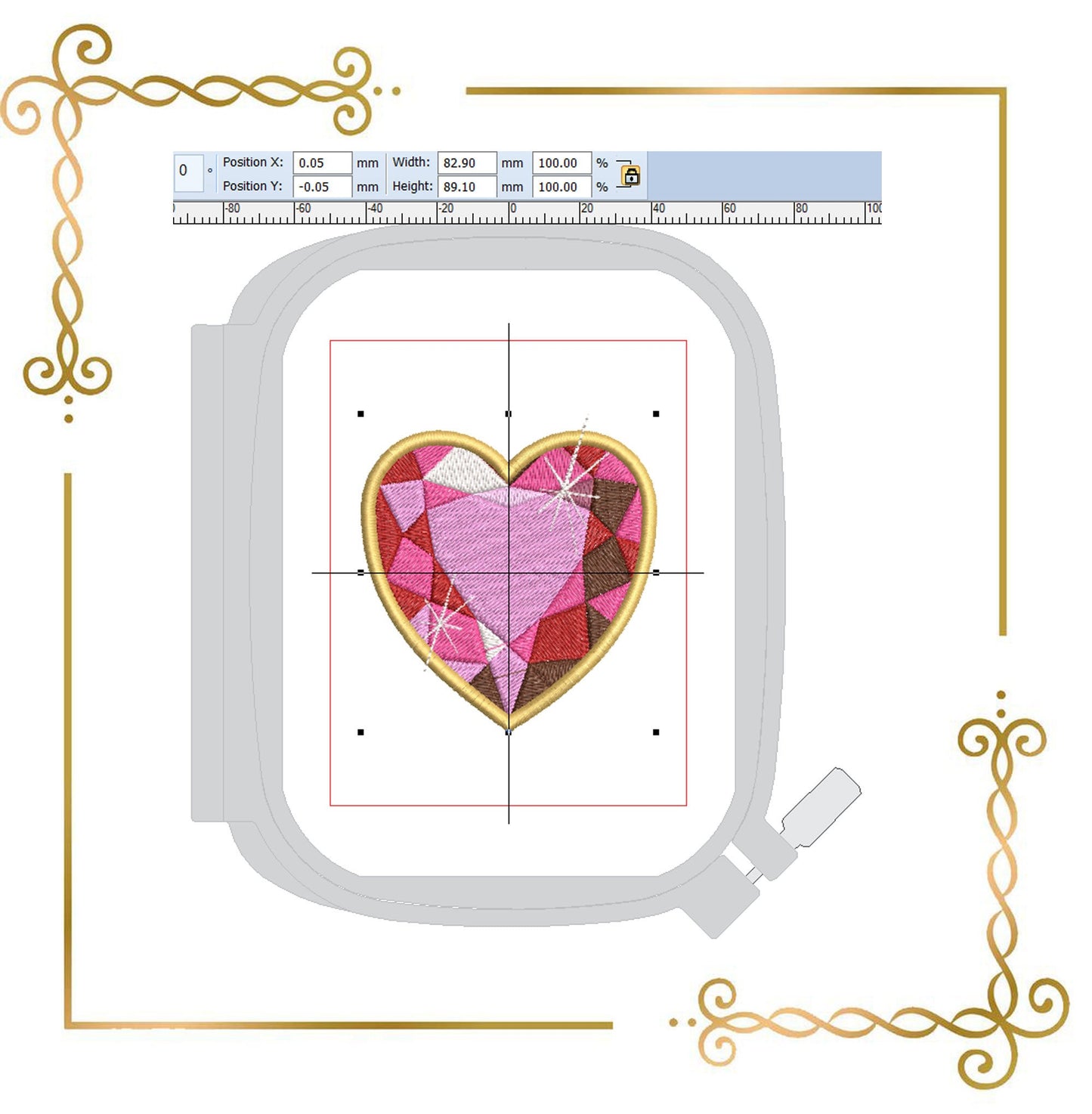Schmuck Prinzessin Rubin Brosche Stickmuster zum direkten Download.