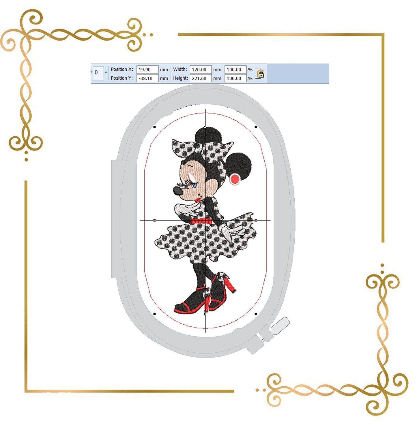 Souris habillée comme marilyn monroe Motif de broderie fantaisie parodie à télécharger directement.