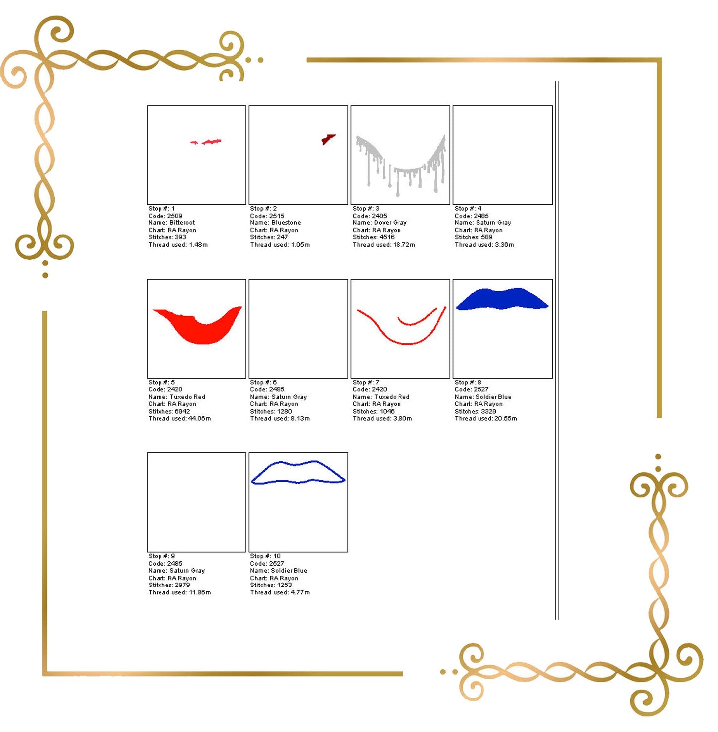T-Shirts besticken Lippen Style American Art Stickmuster zum direkten Download.