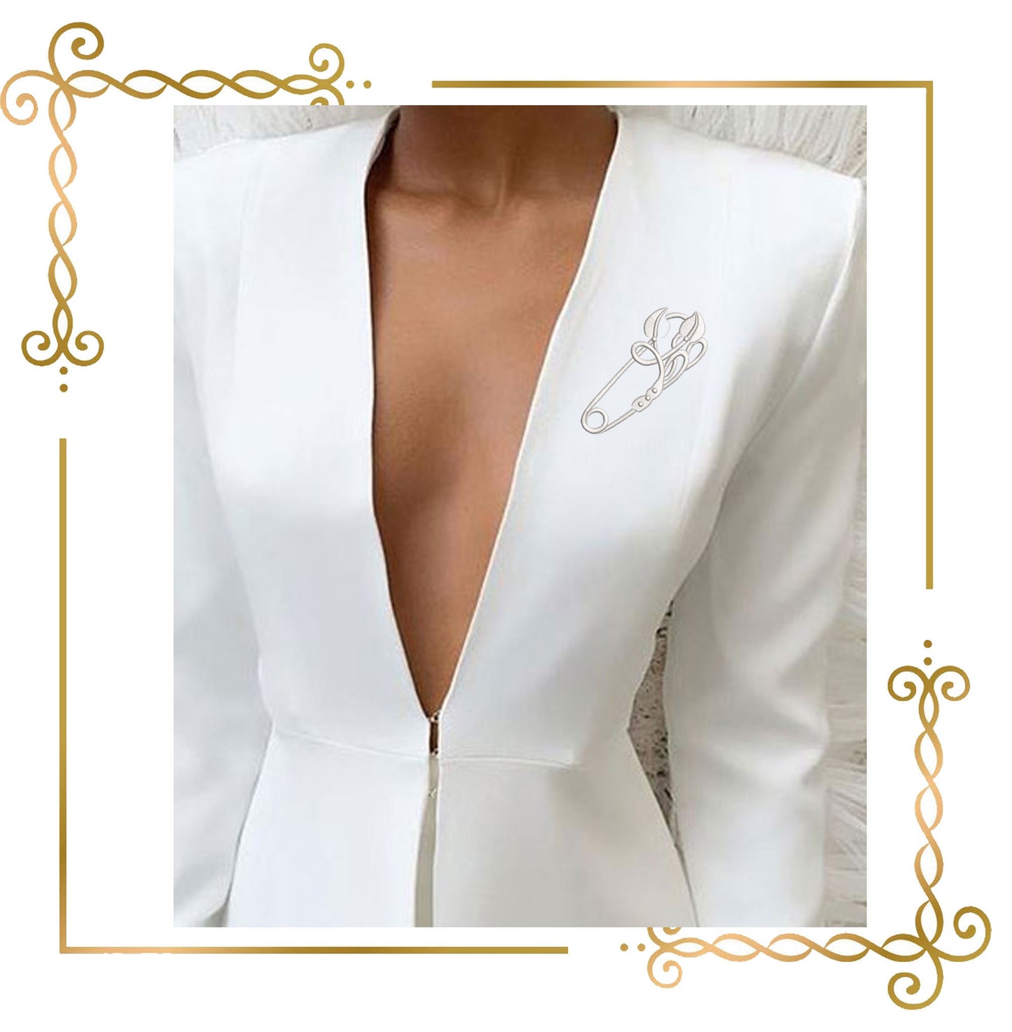 Schmucknadel Brosche gold silber 2 Größen Stickmuster zum direkten Download.