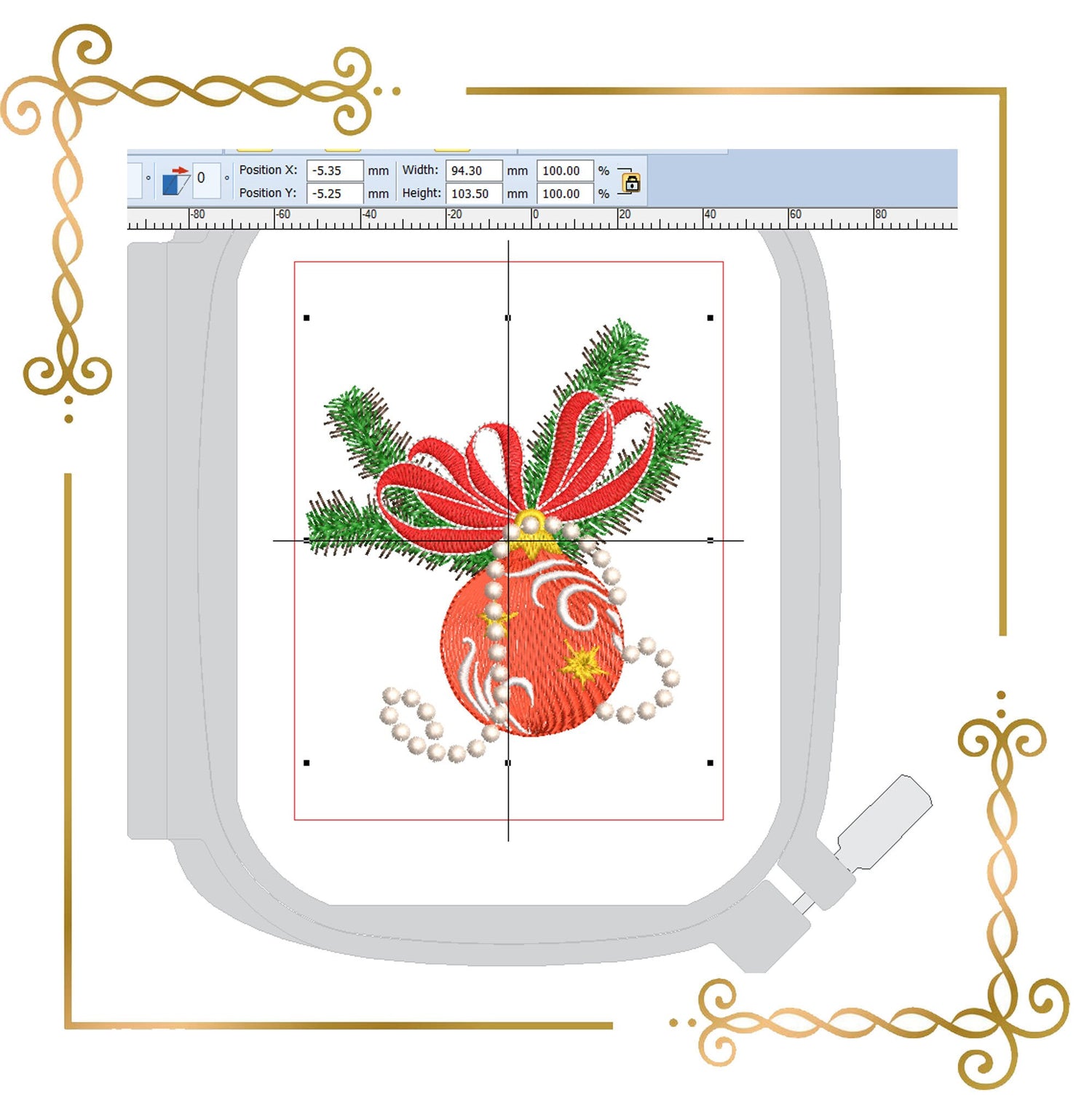 Christmas ball - decorations for the tree with beads - embroidery design