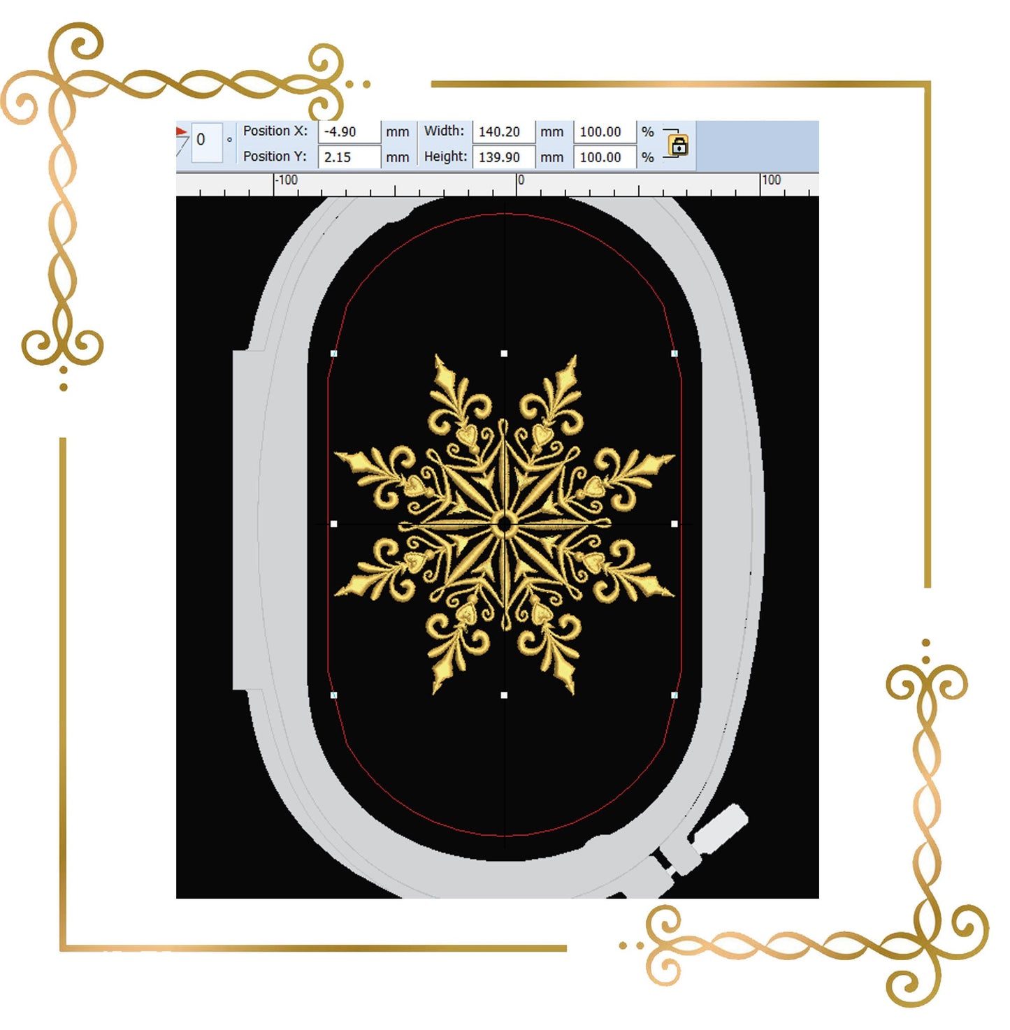 Stickmuster Weihnachtsschneeflocke 2 Größen zum direkten Download