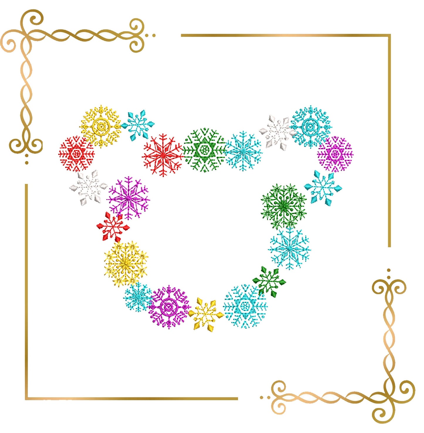 Gift design Mouse Christmas Snowflake embroidery design embroidery design to the direct download