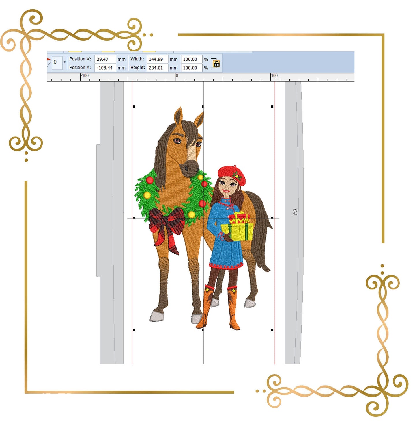 Gift design Spirit and Lucky Winter Christmas gifts character Embroidery machine design to the direct download