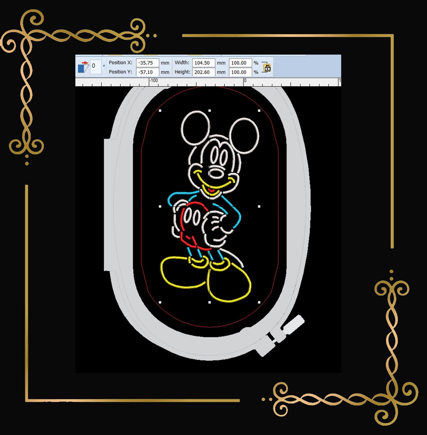 Gift design Mouse Neonembroidery design to the direct download.