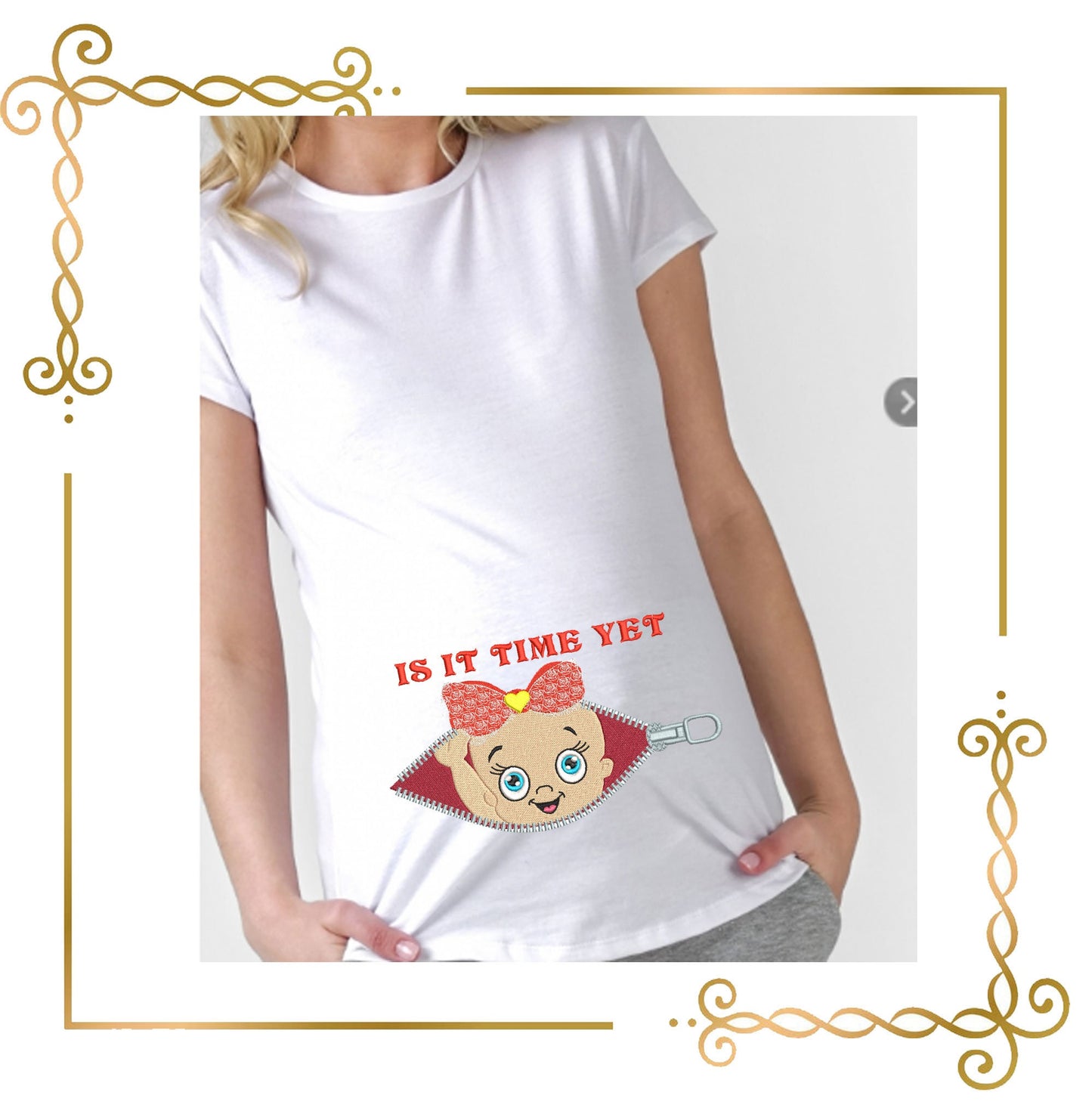 Mother's day to pregnant women child baby digital embroidery design