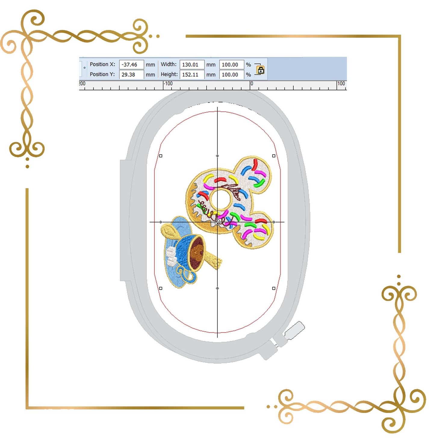 Gift design Mouse head Gingerbread coffee cup embroidery design embroidery design to the direct download
