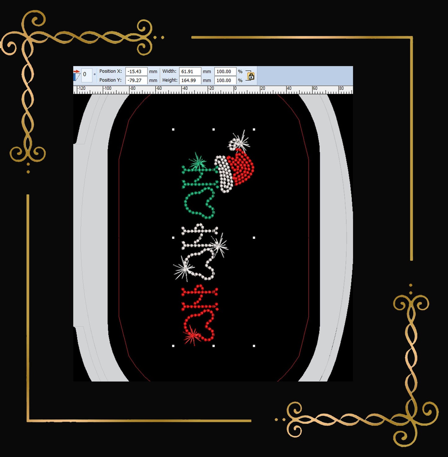 Weihnachten Ho Ho Ho Mauskopf Stickmuster Stickmuster