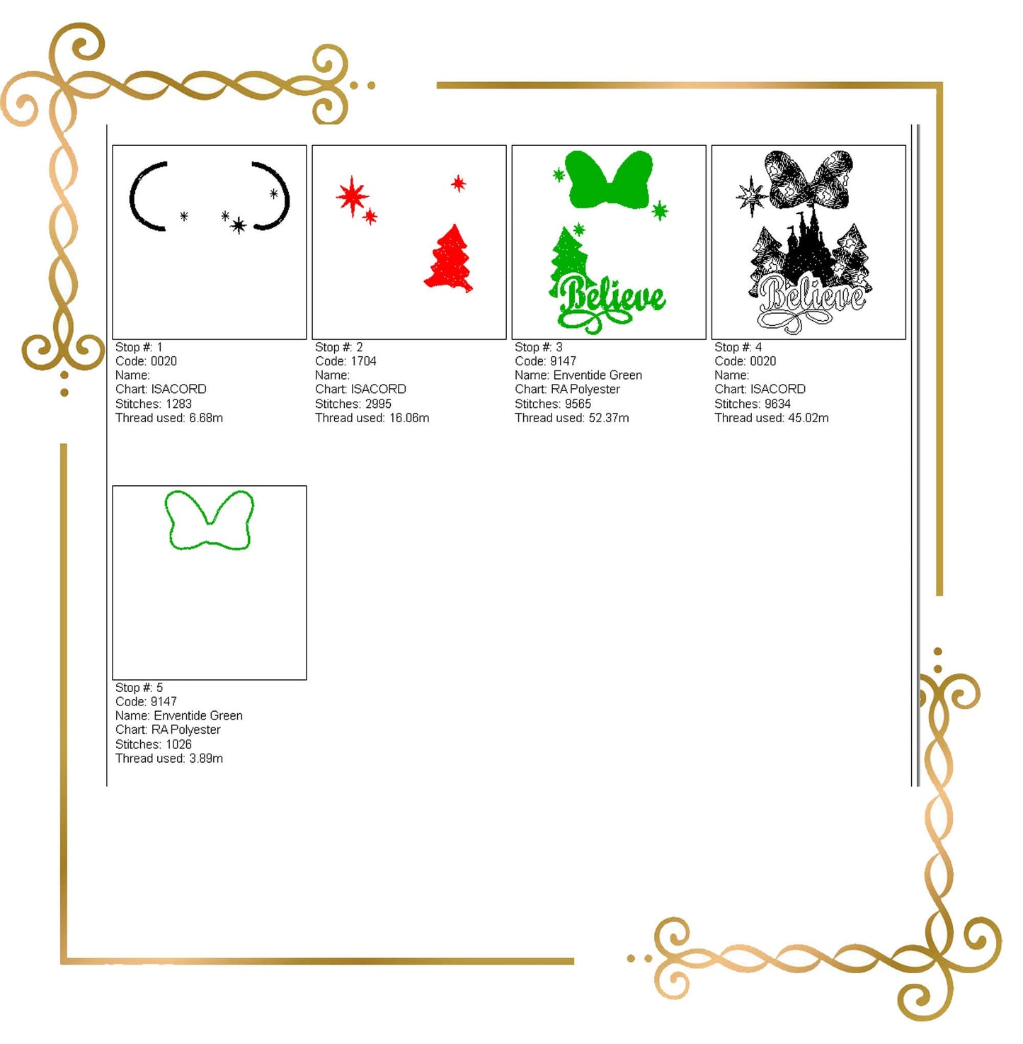 Christmas Mouse Believe Christmas Tree and Castle Holidays Stickmuster zum direkten Download