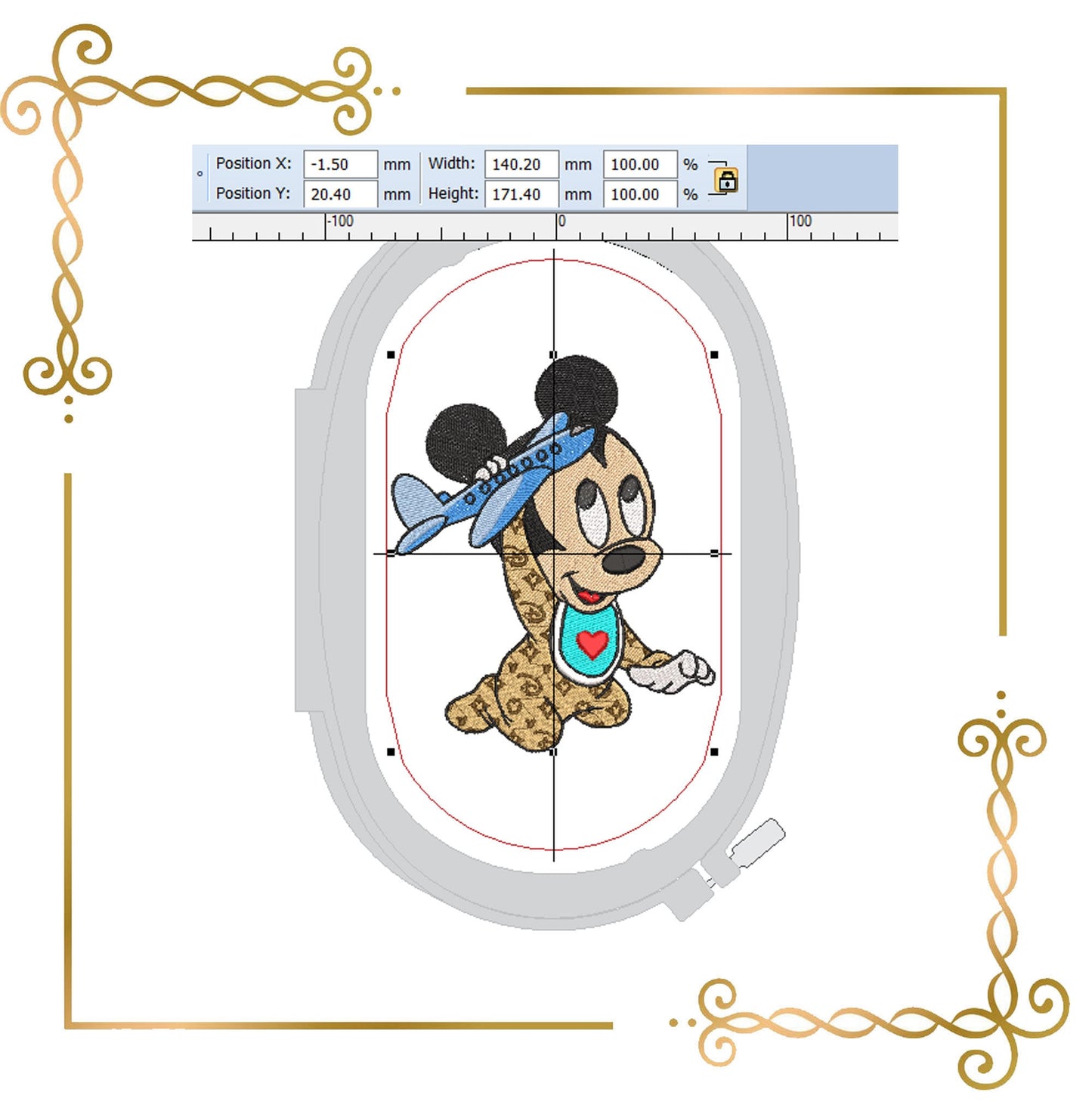 Mouse Baby Fantasy parody with a toy airplane 2 variants  2 Sizes embroidery design to the direct download.
