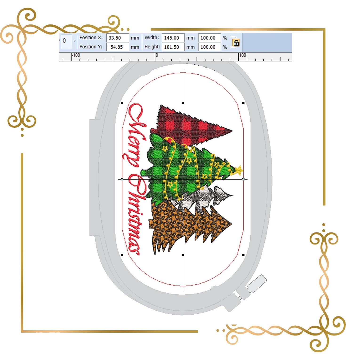 Christmas Winter Christmas trees digital machine embroidery design