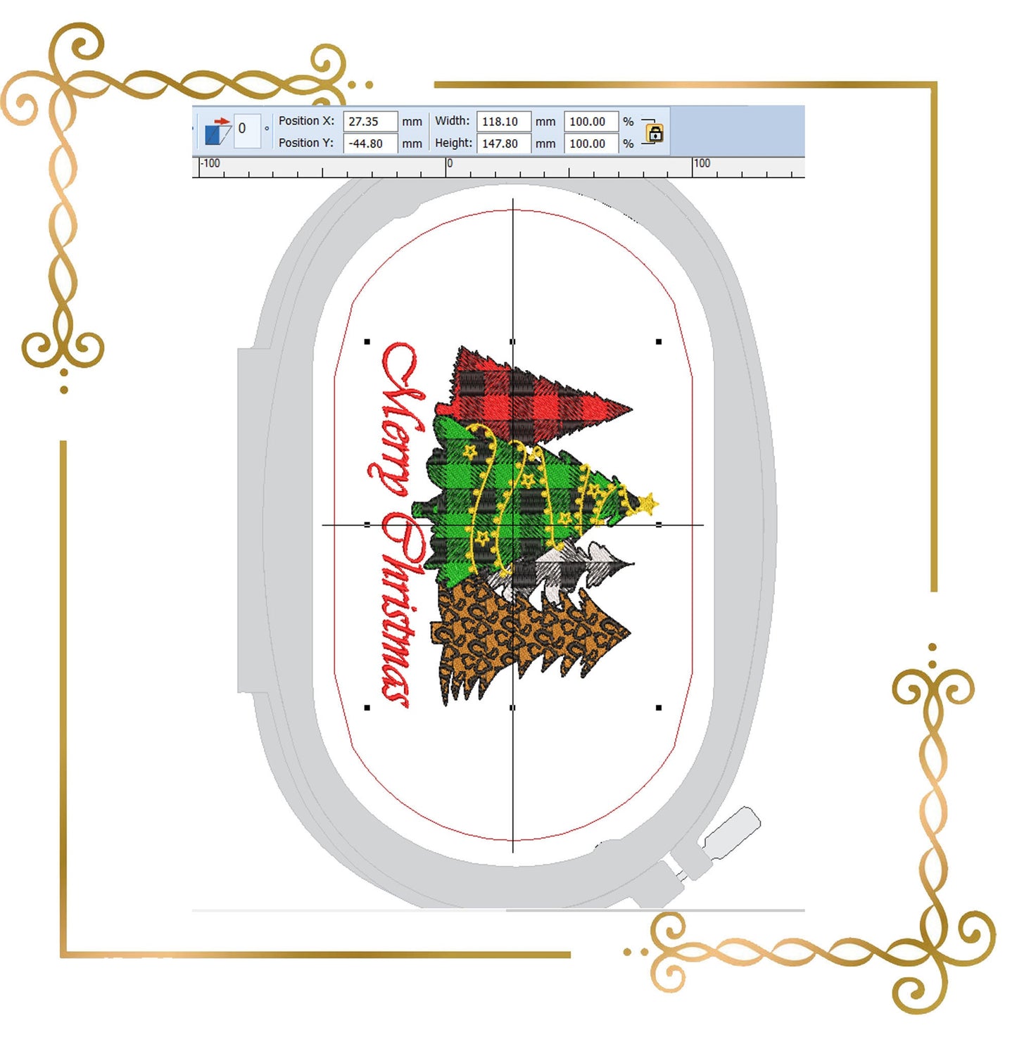 Christmas Winter Christmas trees digital machine embroidery design