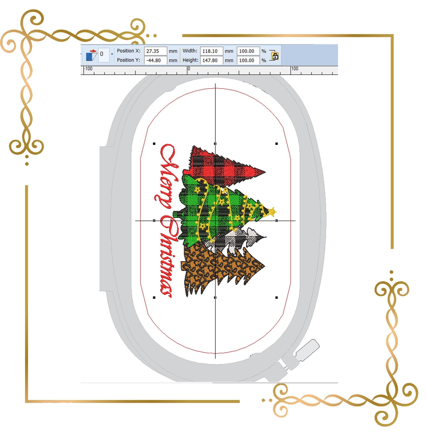 Christmas Winter Christmas trees digital machine embroidery design