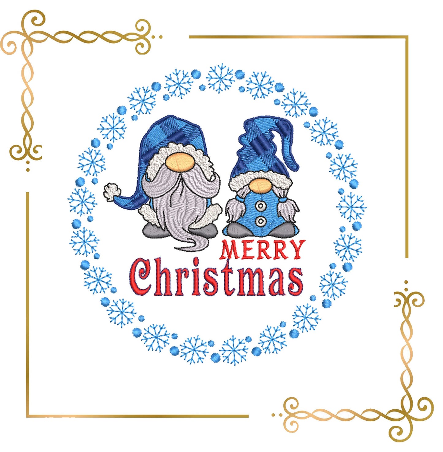 Gnome Weihnachten Stickmuster 2 Größen Sofort-Download