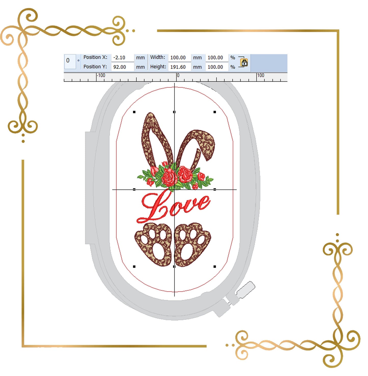 Valentines day bunny, love digital machine  embroidery design