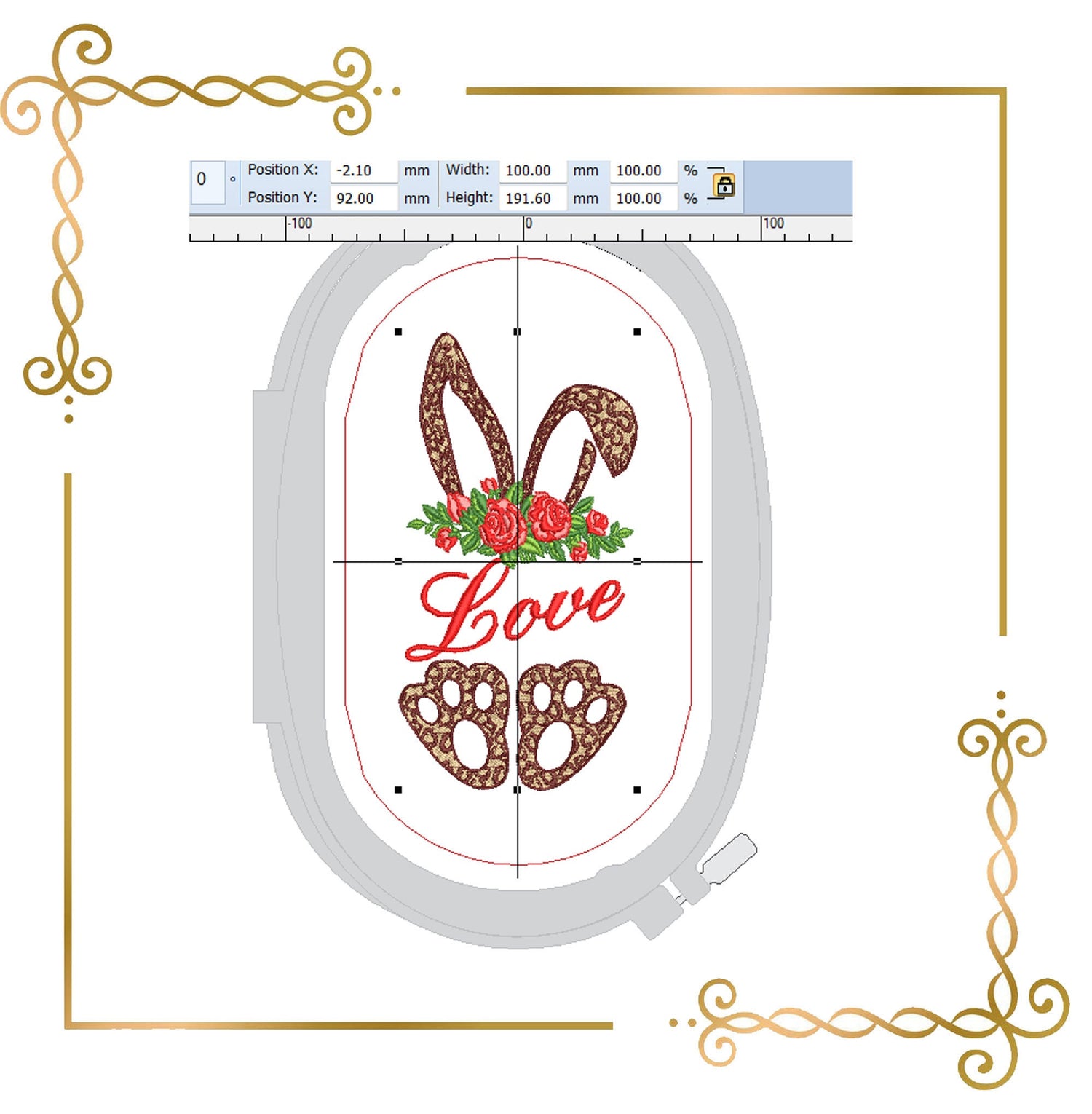 Valentines day bunny, love digital machine  embroidery design