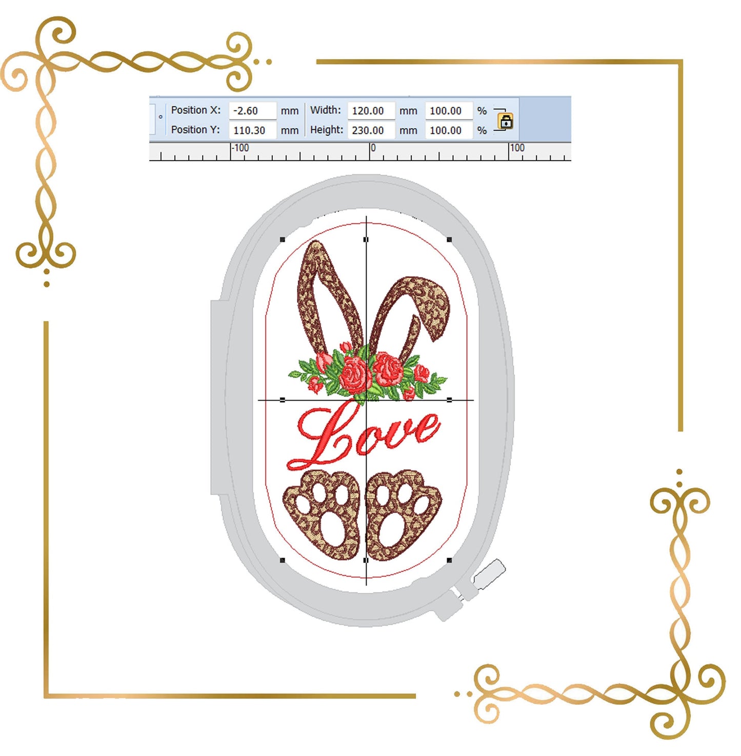 Valentines day bunny, love digital machine  embroidery design