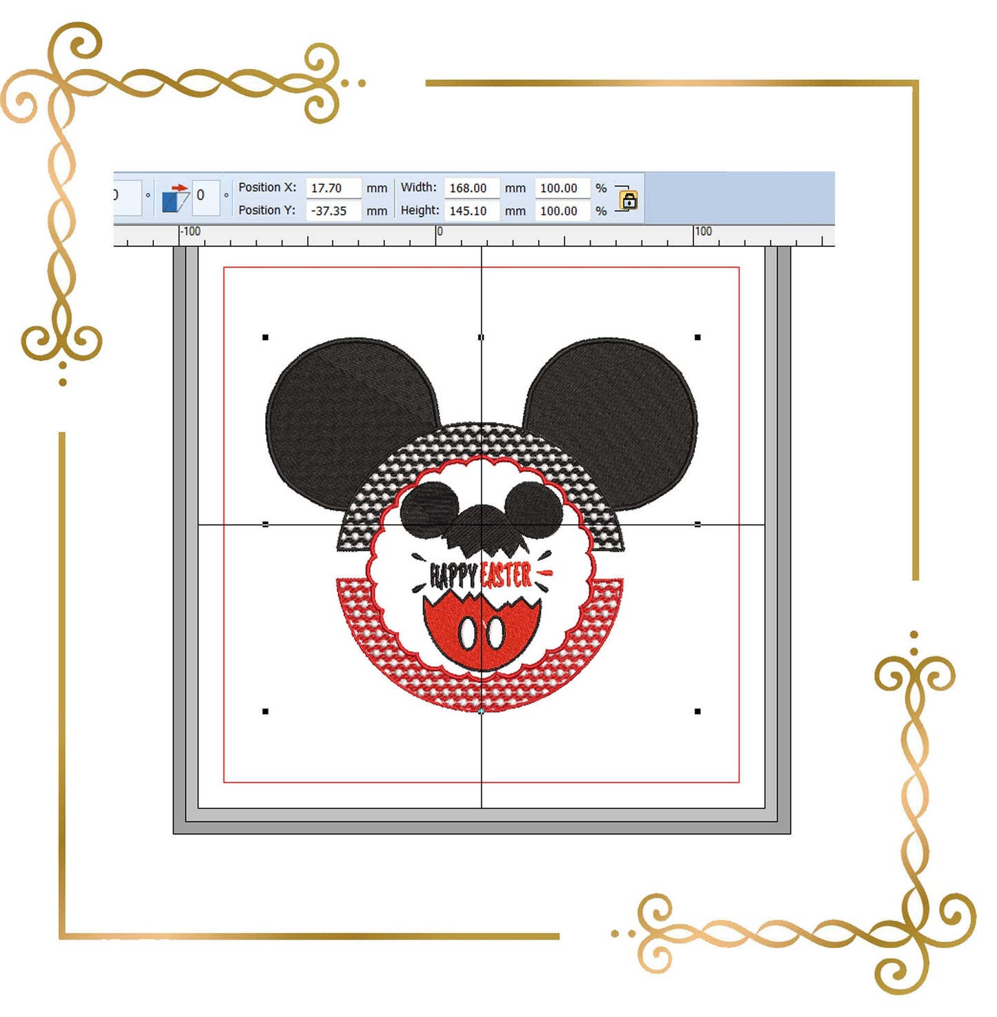 Easter Mickey Mouse Head Wreath Eggs Minnie Mickey machine embroidery design