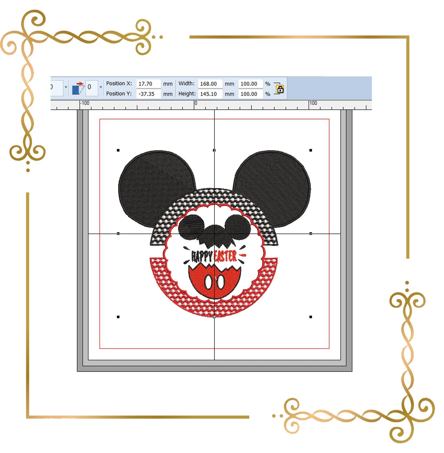 Easter Mickey Mouse Head  Wreath Eggs Minnie Mickey machine embroidery design