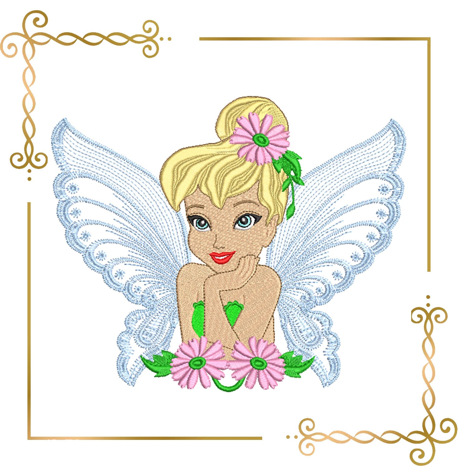 Princess Tinker Bell Disney Fabulous Fairy 3 sizes embroidery design to the direct download.