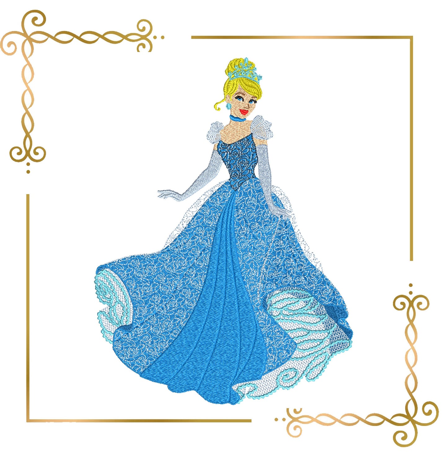 Princess Cinderella , the fairy tale princess, 2 Sizes, embroidery design to the direct download