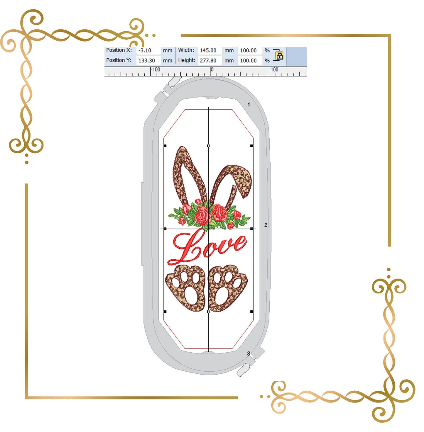 Valentines day bunny, love digital machine  embroidery design