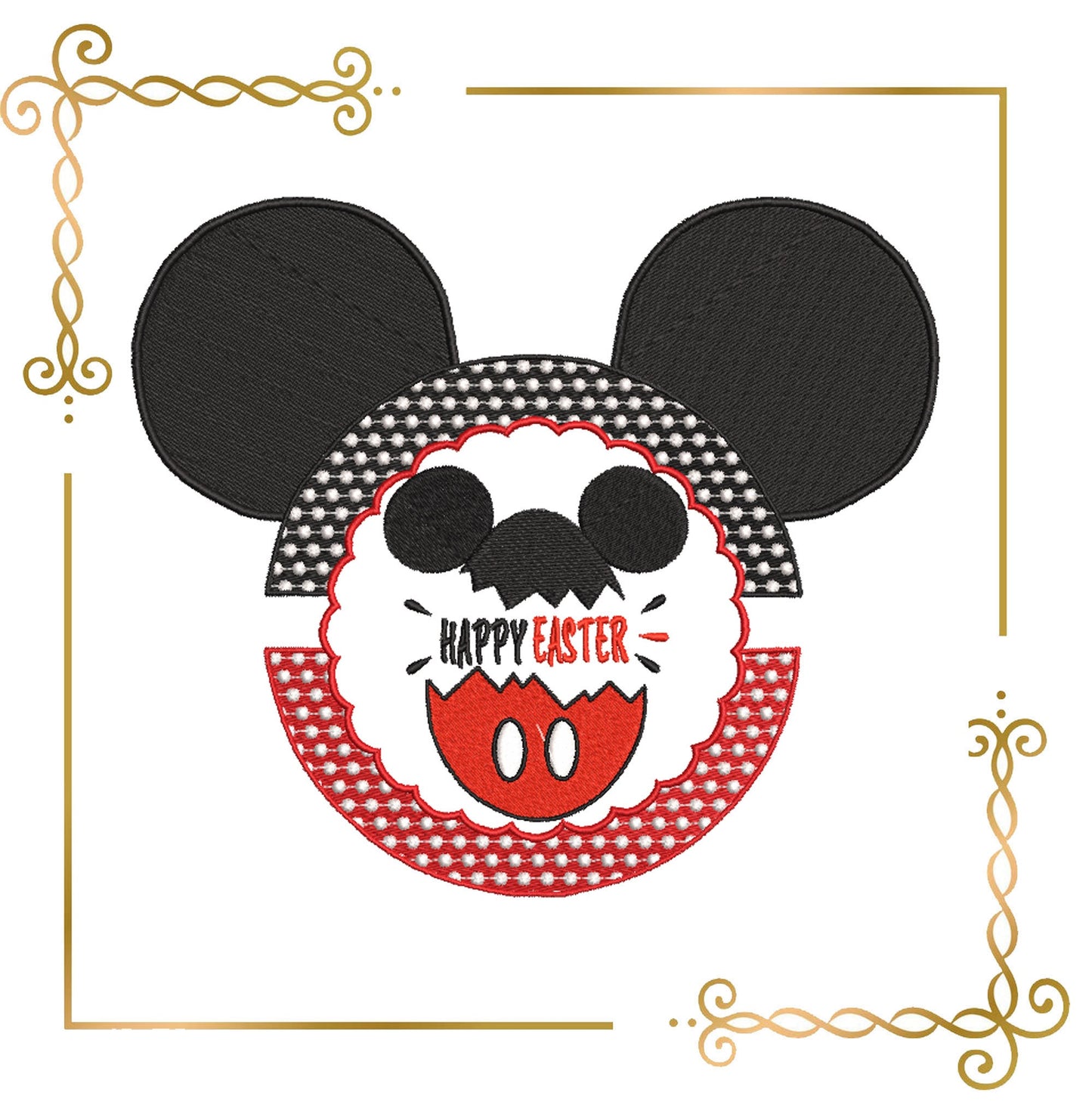 Easter Mickey Mouse Head  Wreath Eggs Minnie Mickey machine embroidery design