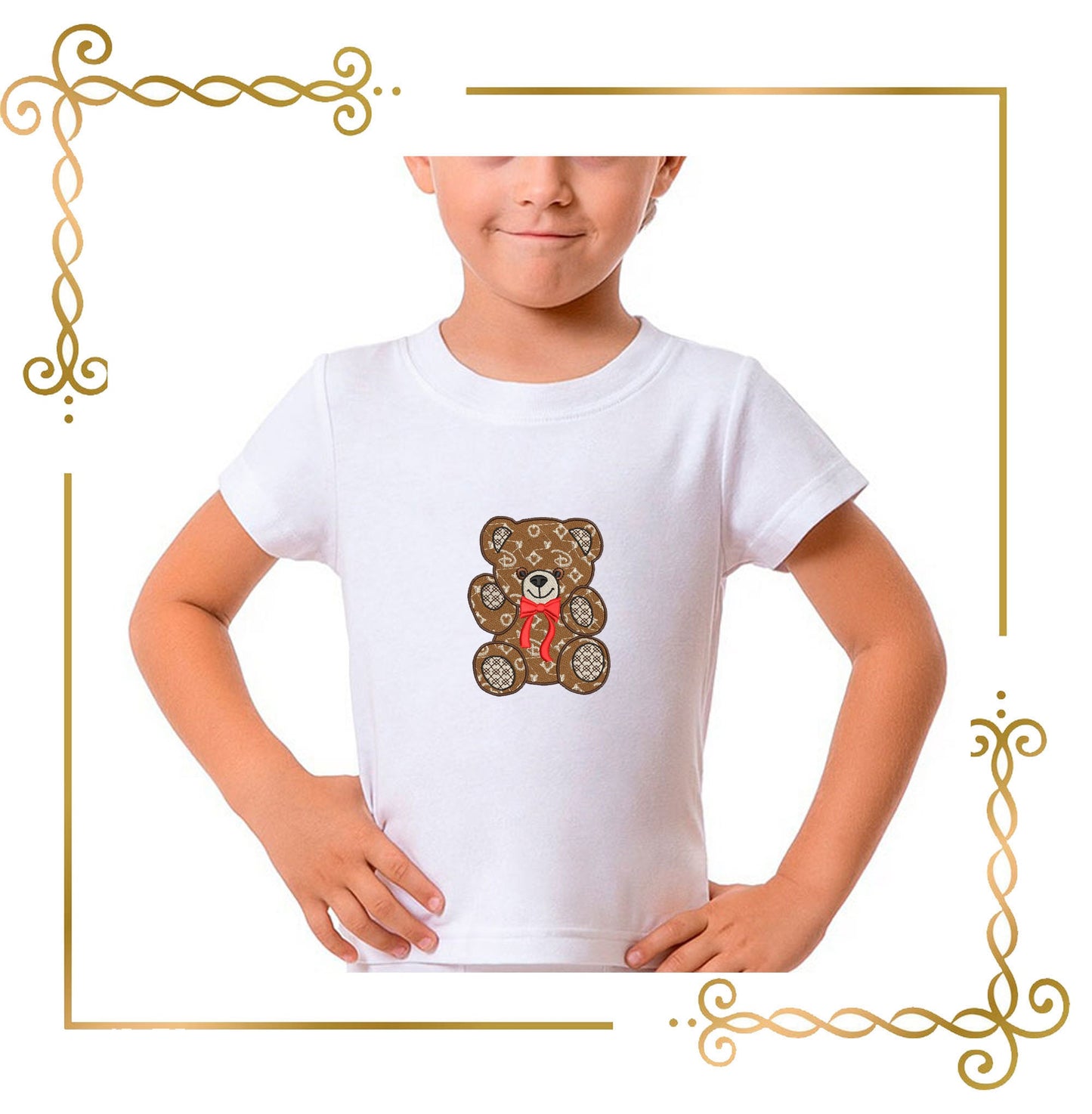 Teddybär Super Fashion Jungtier, Zeichentrickfigur, 2 Stickmuster-Varianten zum direkten Download.