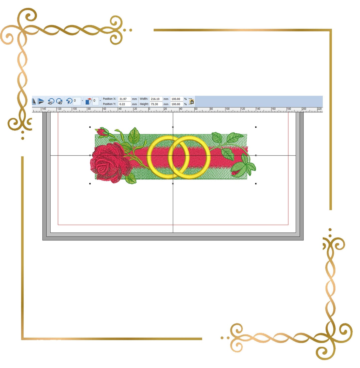 Blumen, Rose, Stickmuster zum direkten Download.