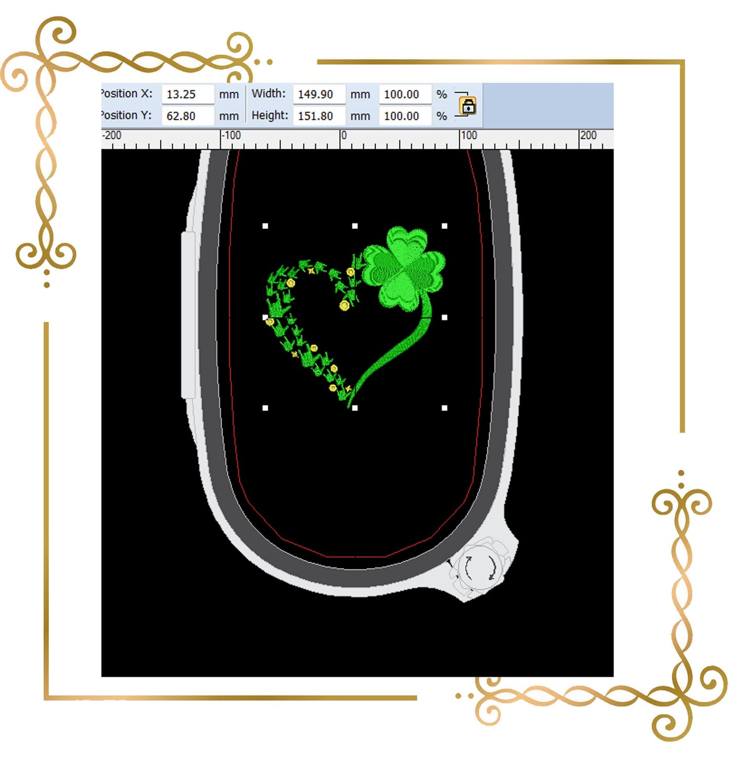 Gift design Sankt Patrick's day , Heart, 2 sizes parody embroidery design to the direct download.