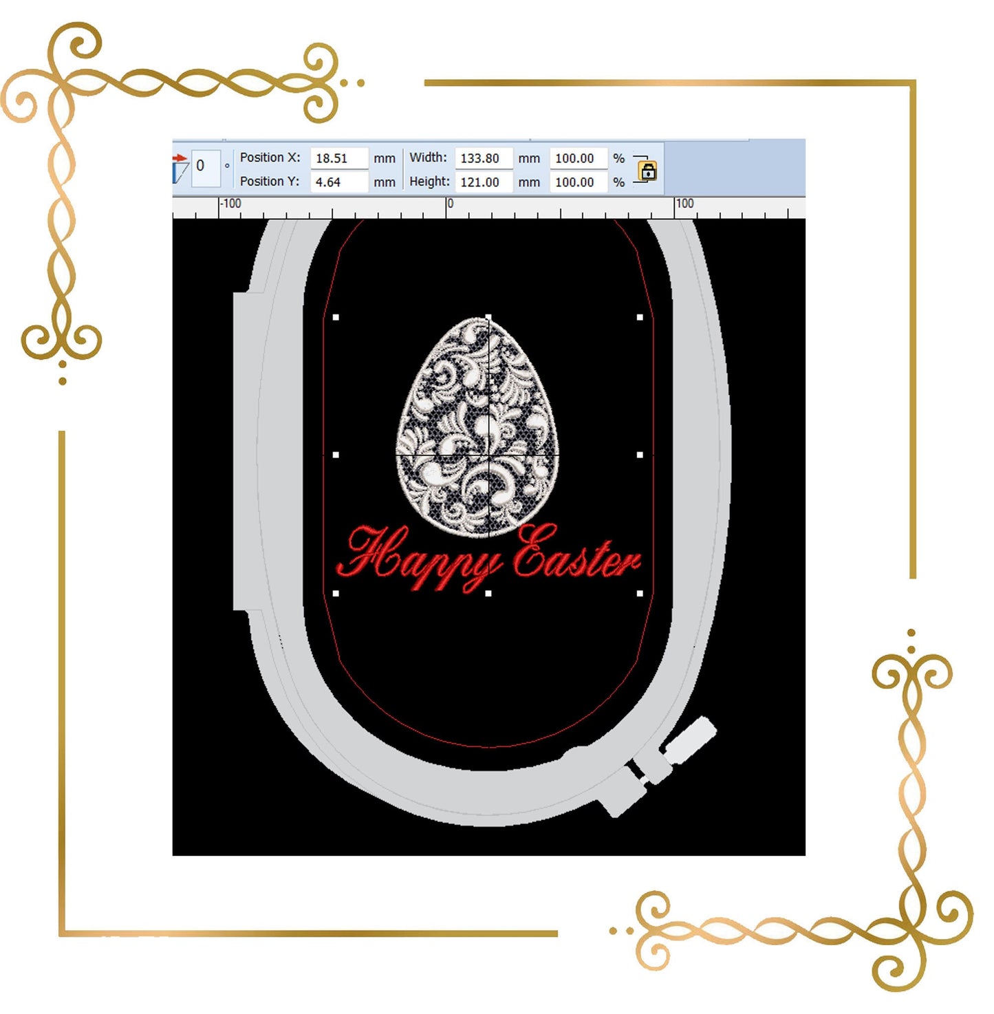 Easter Happy Easter Lace Egg machine embroidery design