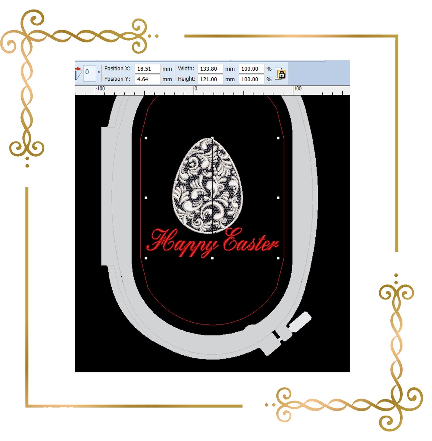 Easter Happy Easter Lace Egg machine embroidery design