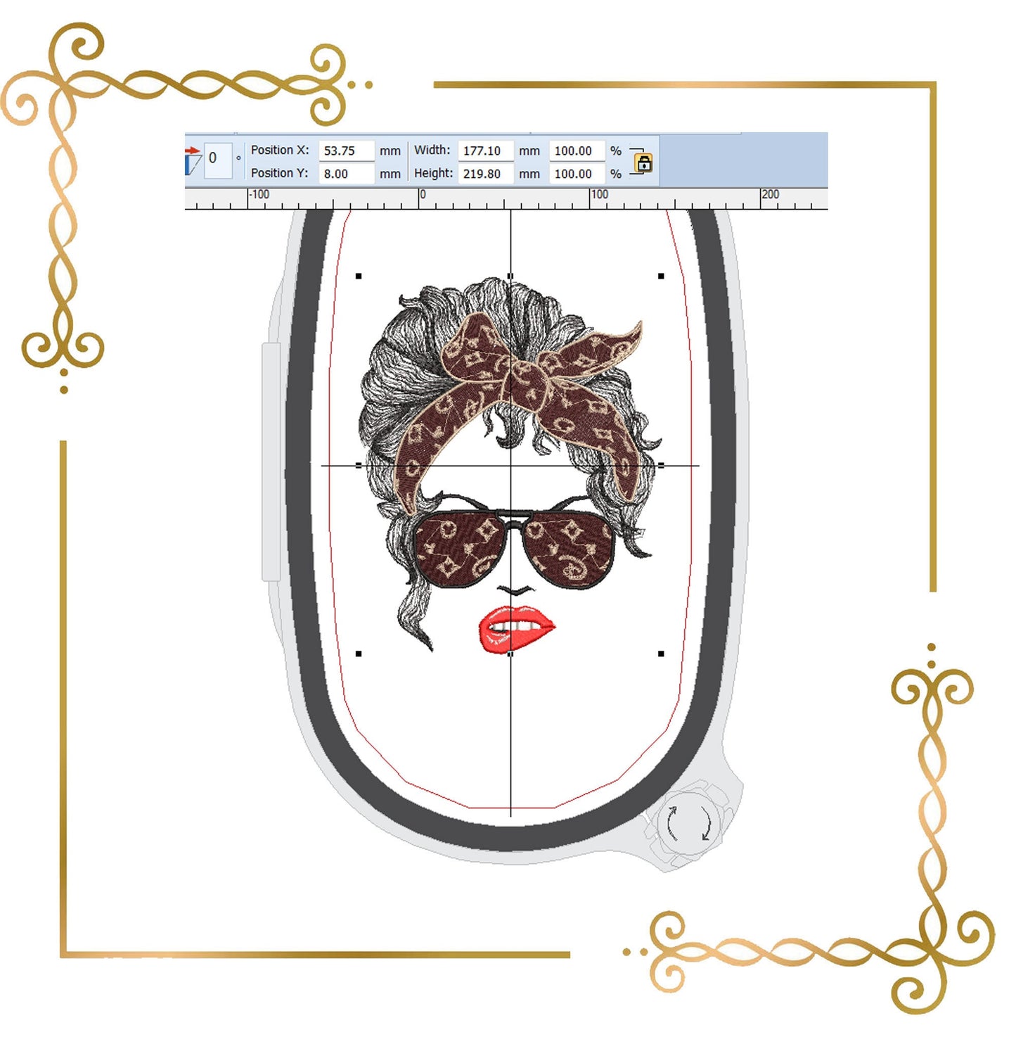 Muttertag, Mom Life Haare, Brille, 2 Größen, Stickmuster zum direkten Download.