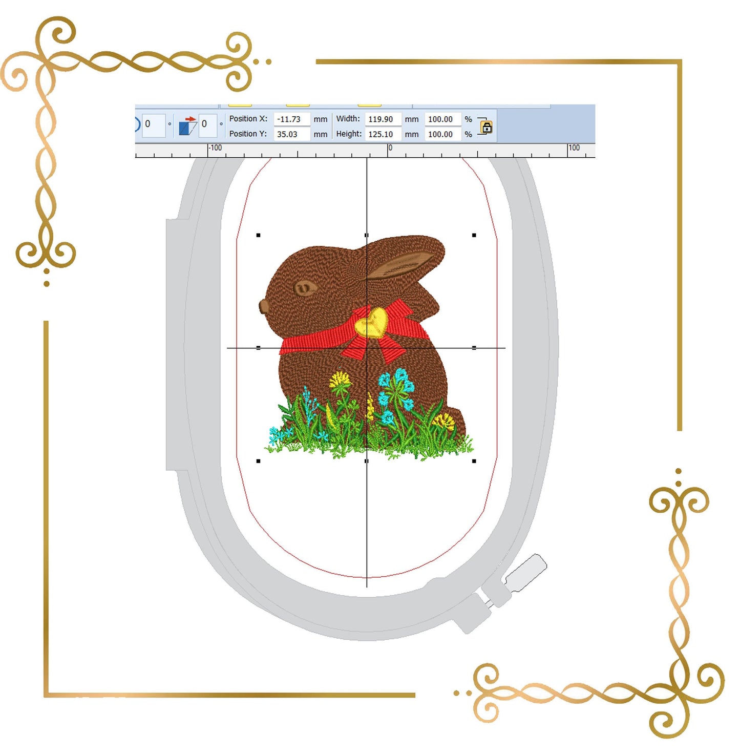 Free design Easter chocolate bunny rabbit digital machine embroidery design