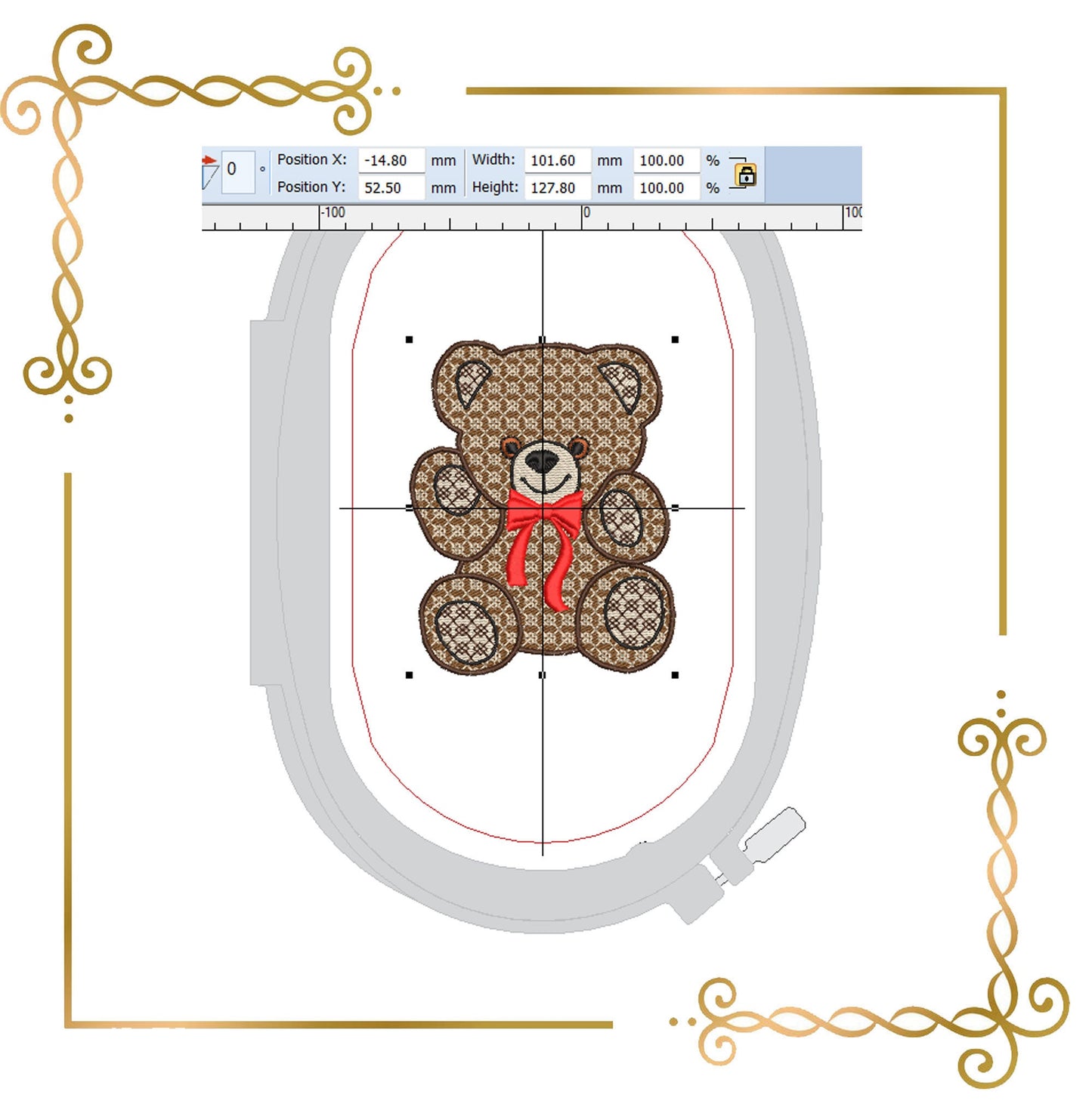Teddybär Super Fashion Jungtier, Zeichentrickfigur, 2 Stickmuster-Varianten zum direkten Download.