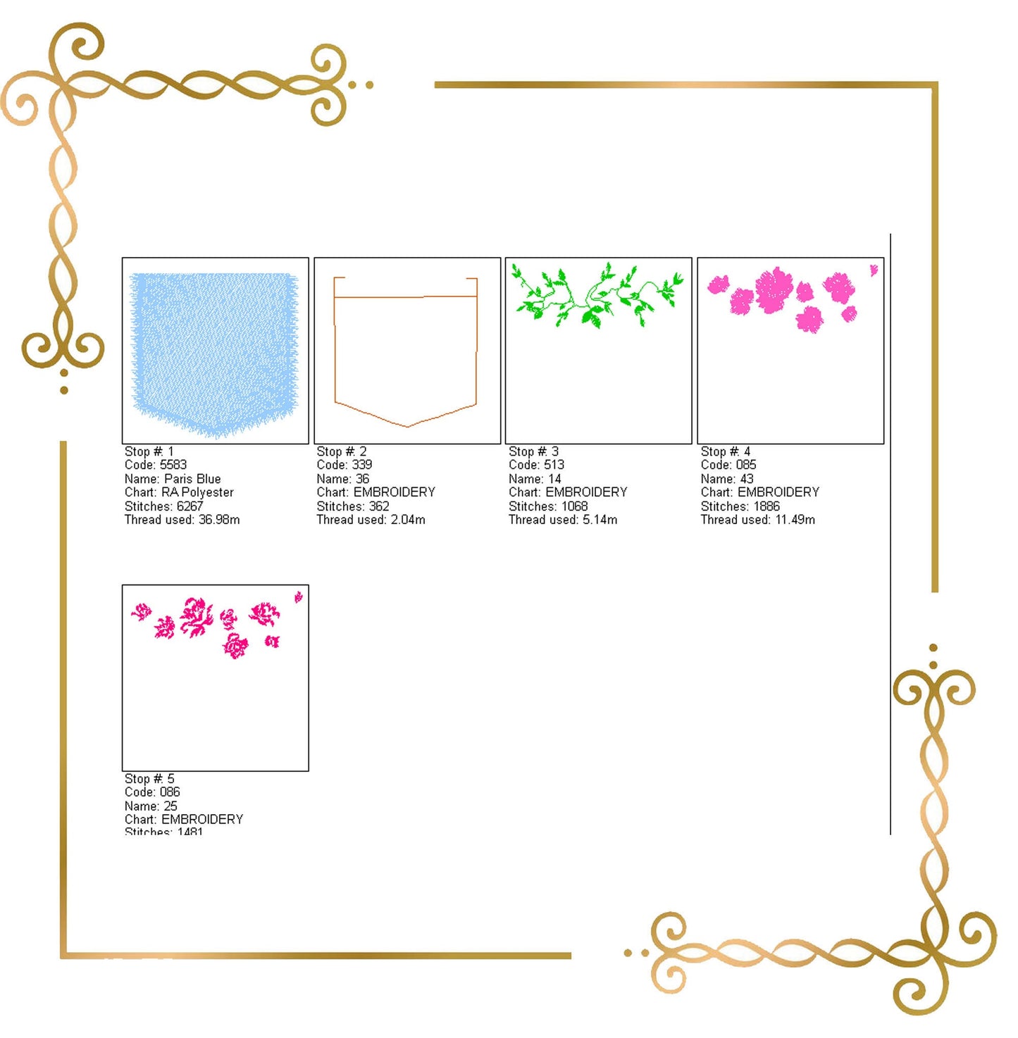Blumen, Jeans, Rose, Tasche, Stickmuster zum direkten Download.