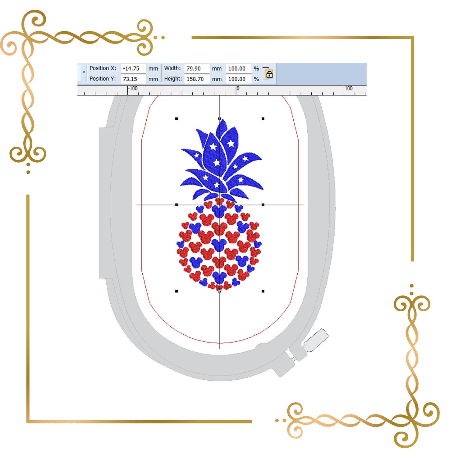Gift design Mouse, Head, Parody, pineapple, mickey 2 Sizes embroidery zum direkten Download.
