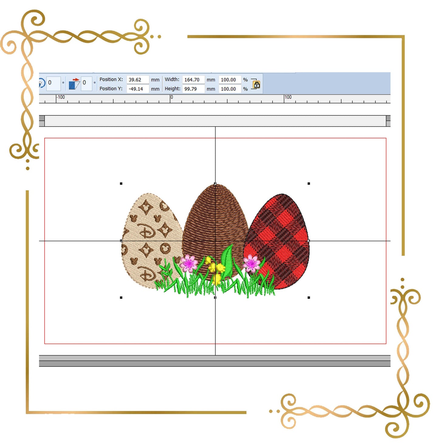Easter eggs flowers machine embroidery design