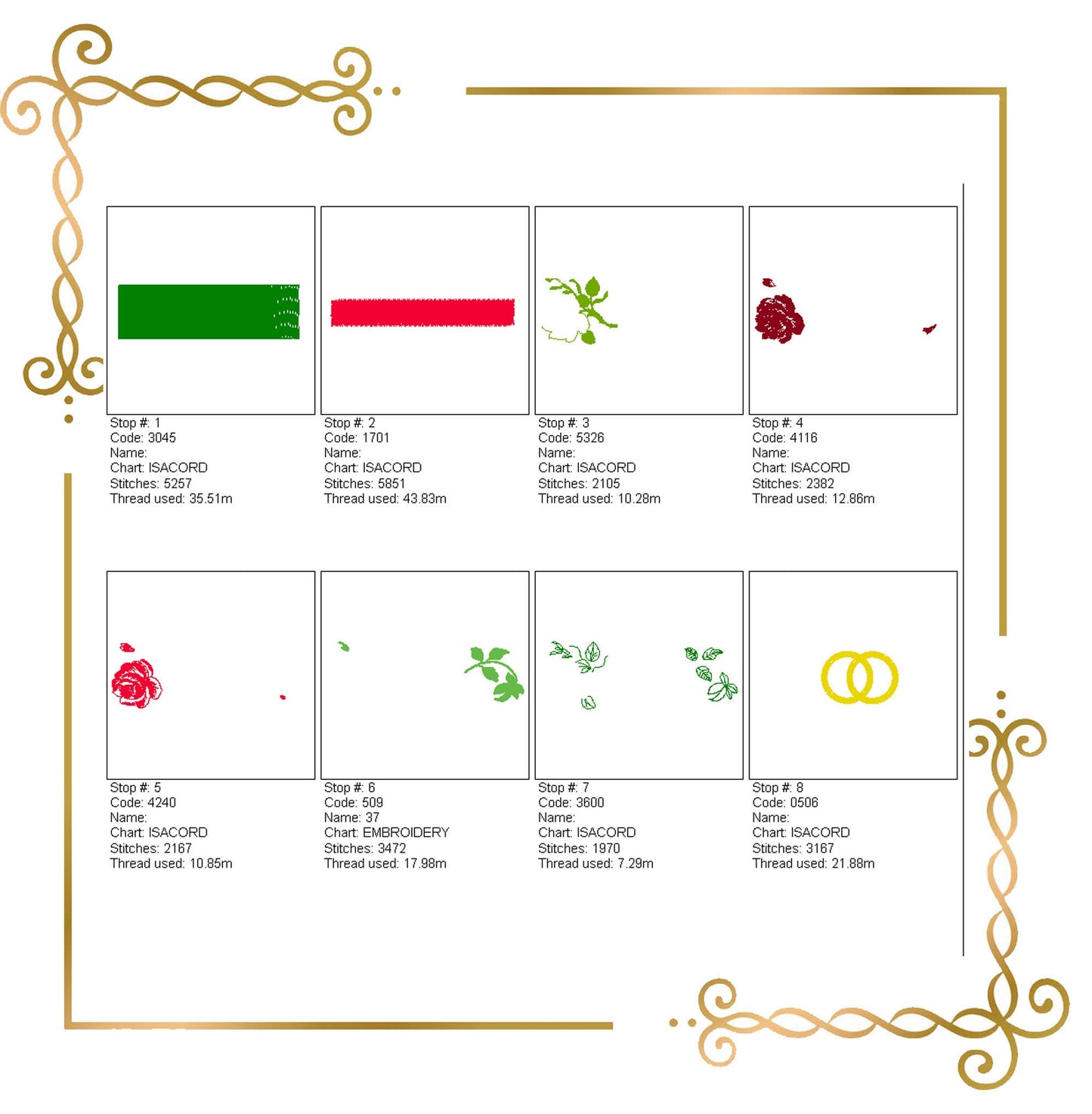 Blumen, Rose, Stickmuster zum direkten Download.