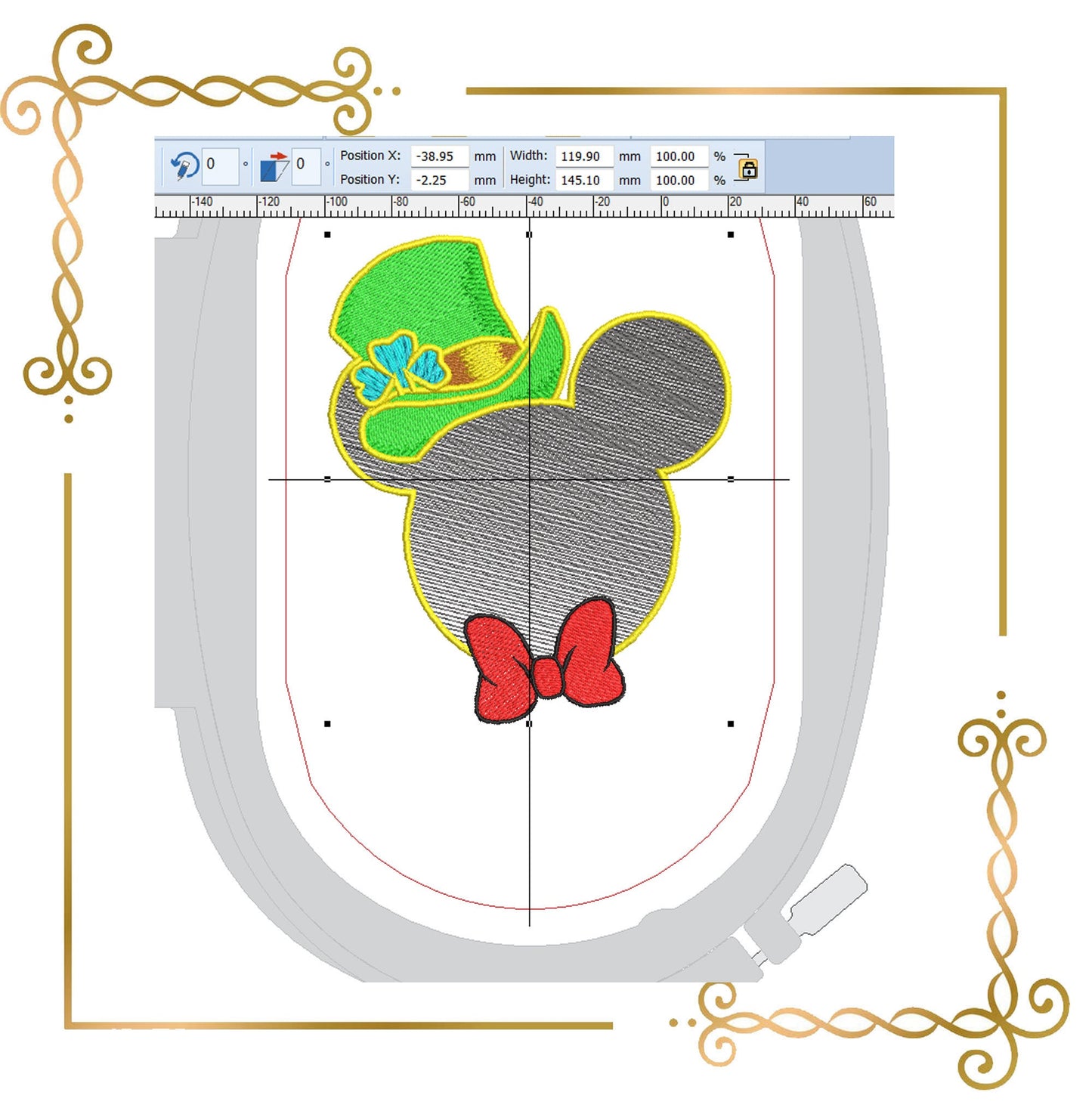 Free design Sankt Patricks day Mickey Mouse Fantasy embroidery design