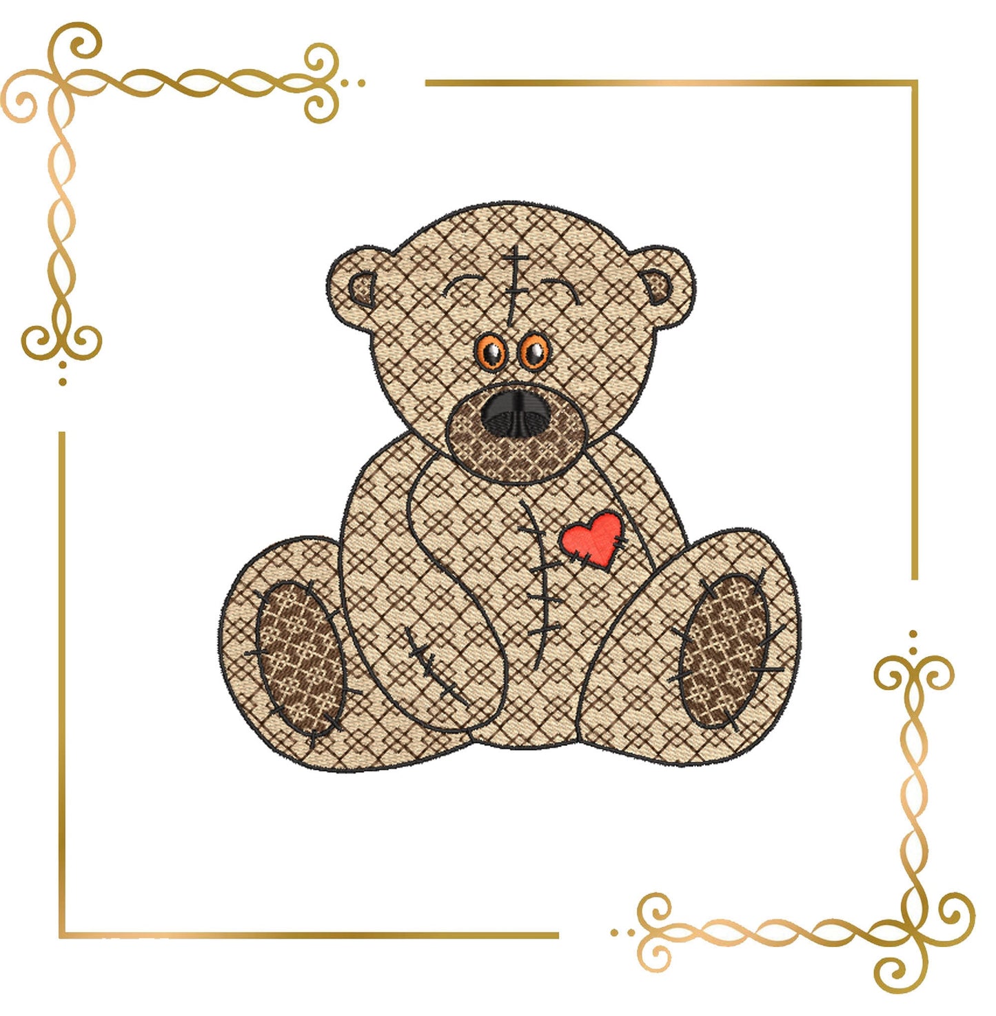 Teddybär Super Fashion, 3 Varianten, 2 Größen, Stickmuster zum direkten Download.