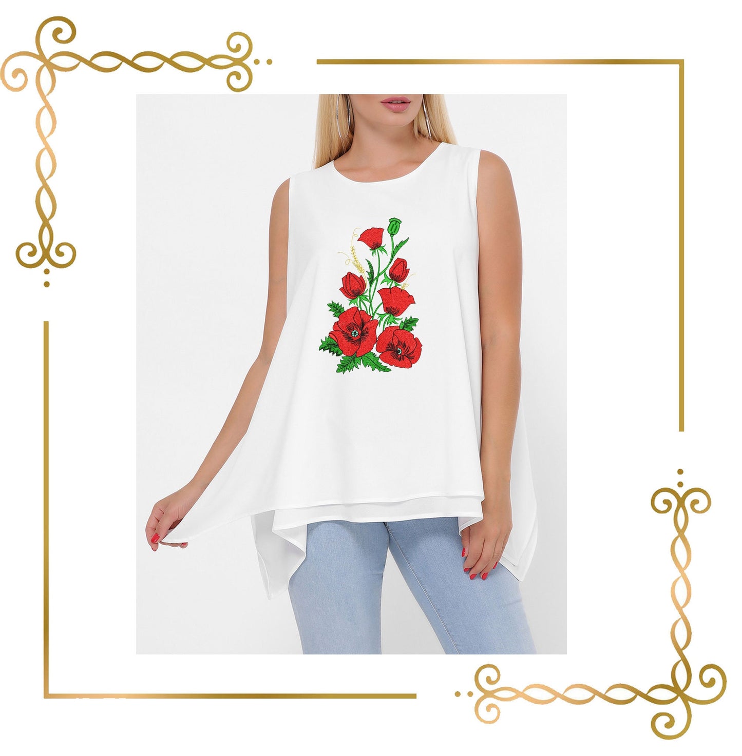 Blumen Mohn Stickmuster zum direkten Download.