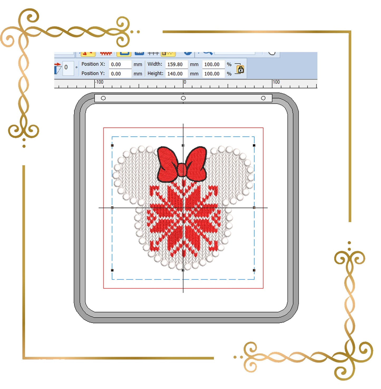 Gift design Mickey and Minnie Mouse  Knitted head in Norwegian pattern design embroidery