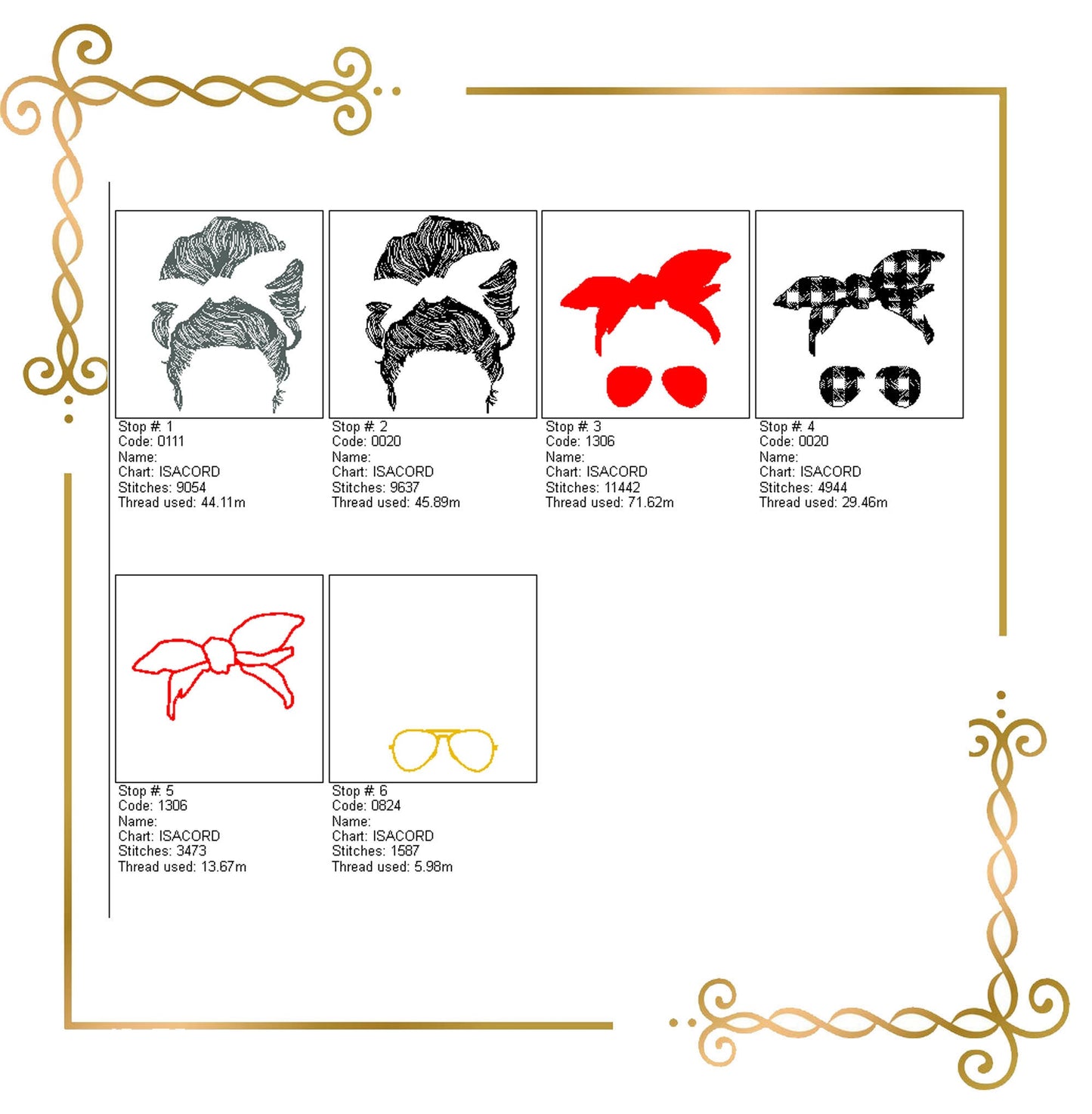 Muttertag, Mom Life Haar, Karoschleife, Stickmuster zum direkten Download.