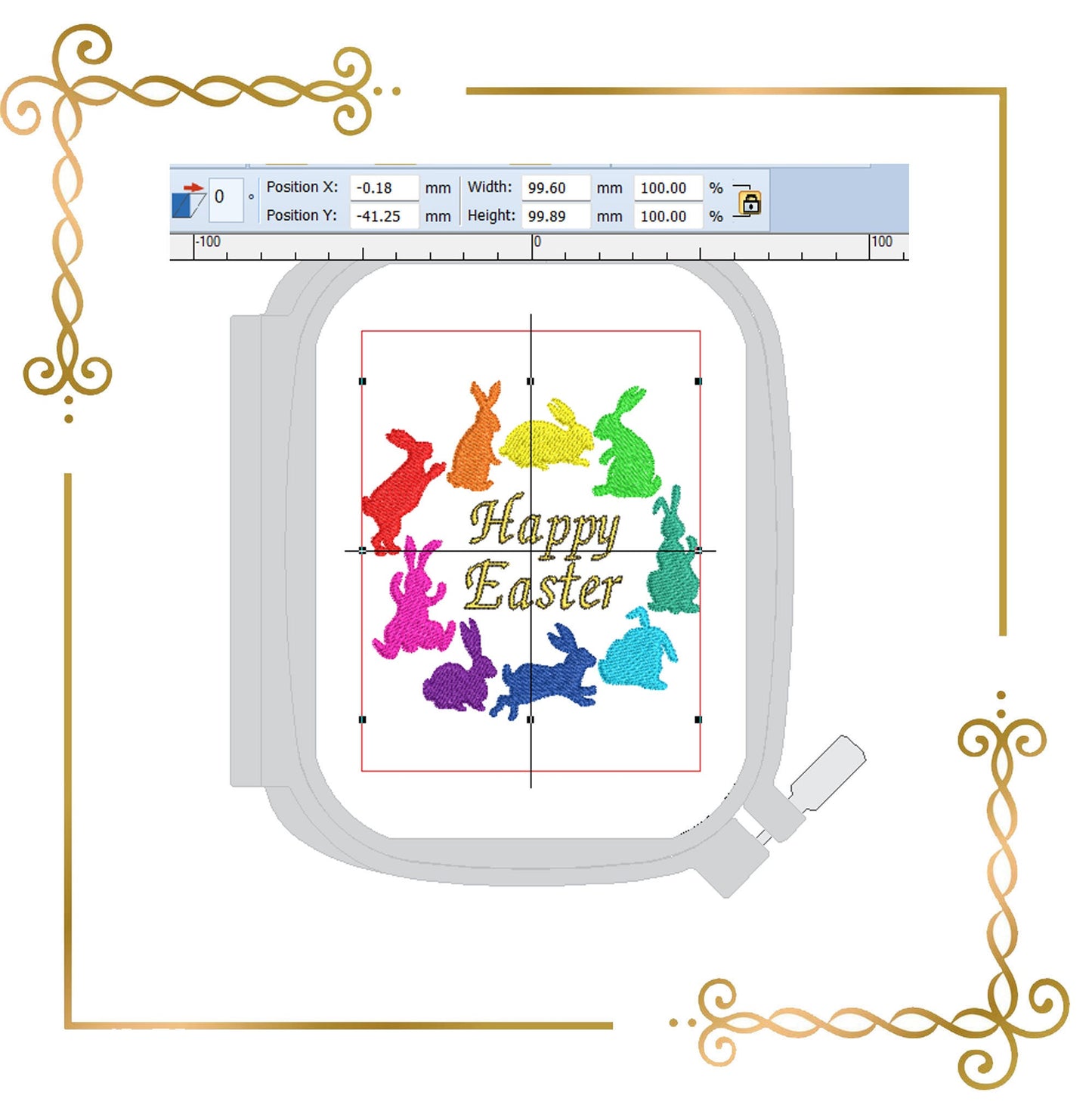 Free design Easter bunnies rainbow machine embroidery design