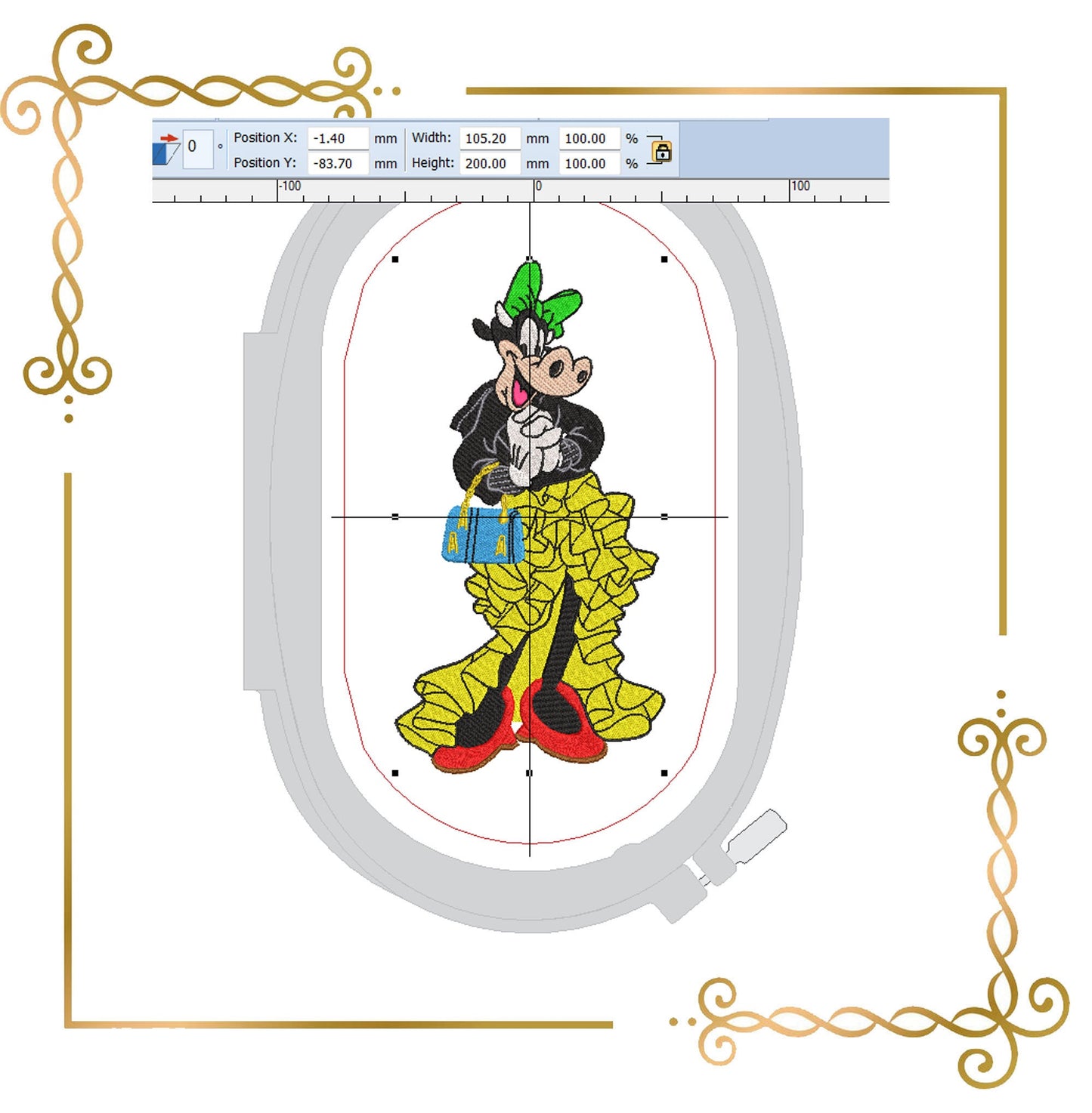 Charaktere und Cartoon Clarabelle, Modisch, Kuh, 2 Größen, Stickmuster zum direkten Download