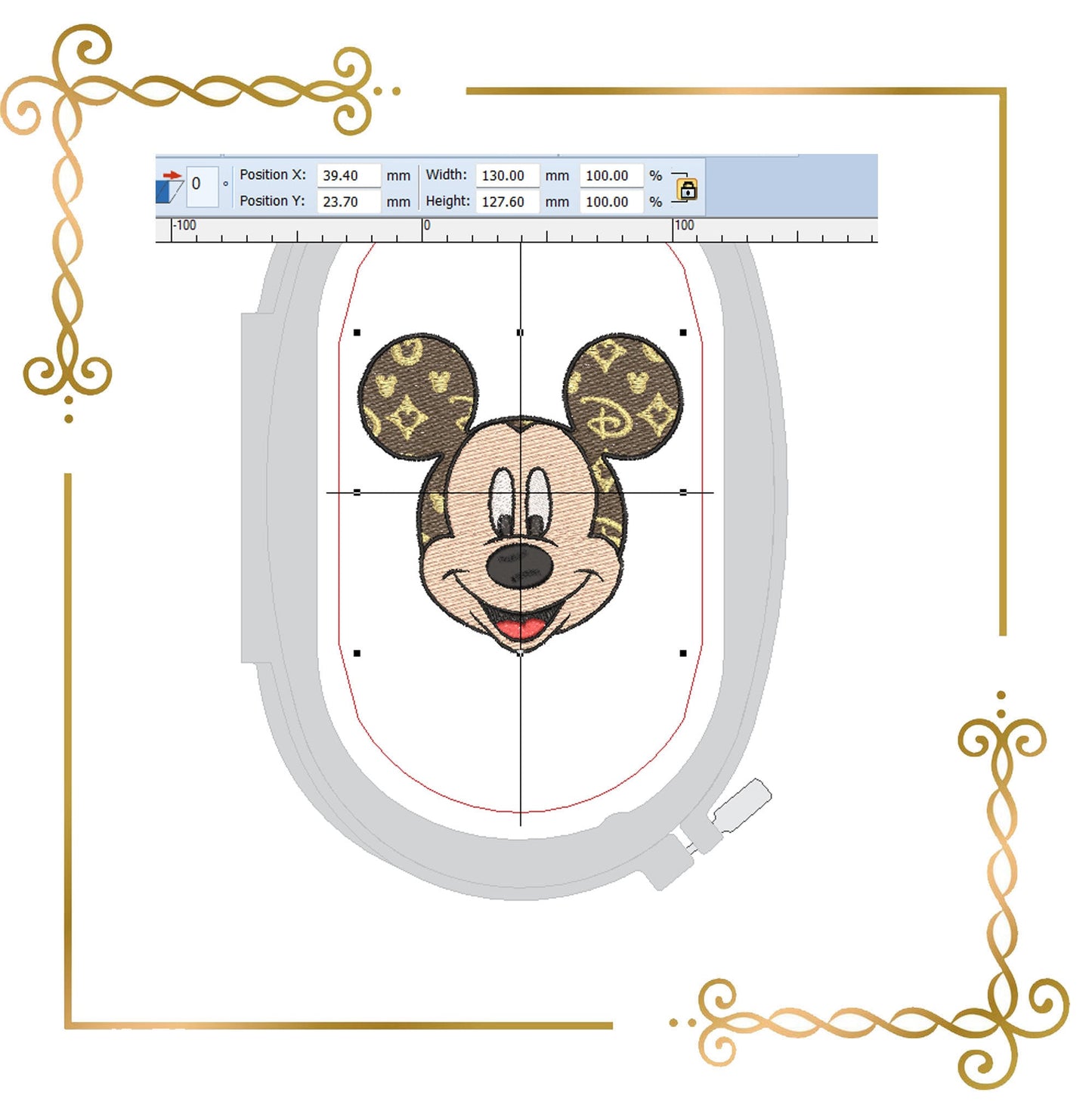 Mouse, Fantasy,  Head,  2 sizes parody embroidery design to the direct download.